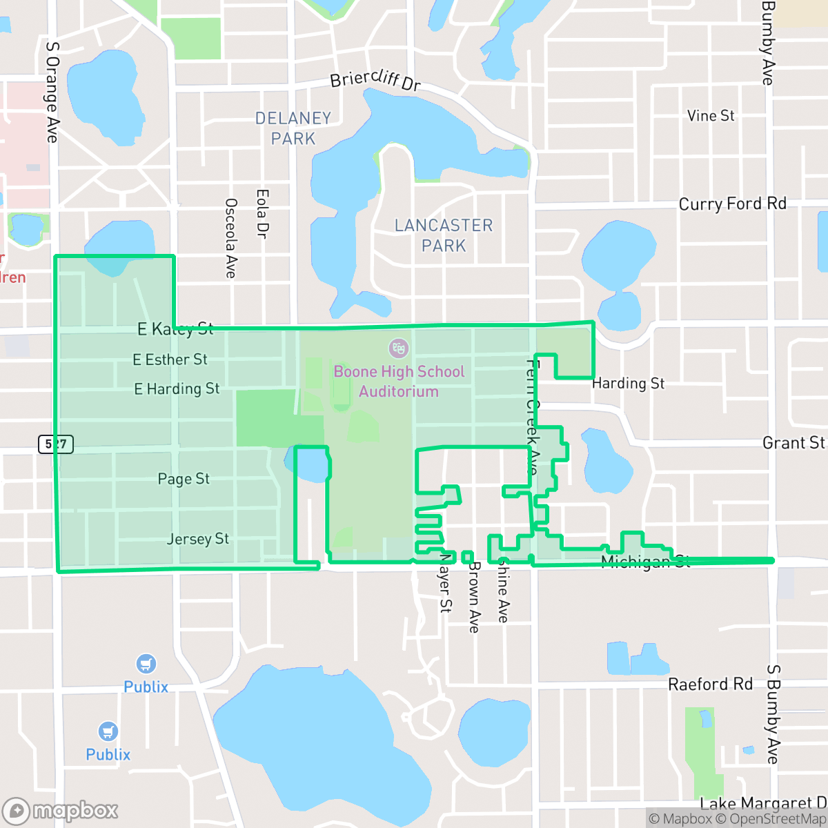 Map showing the location of Wadeview Park, Orlando, FL