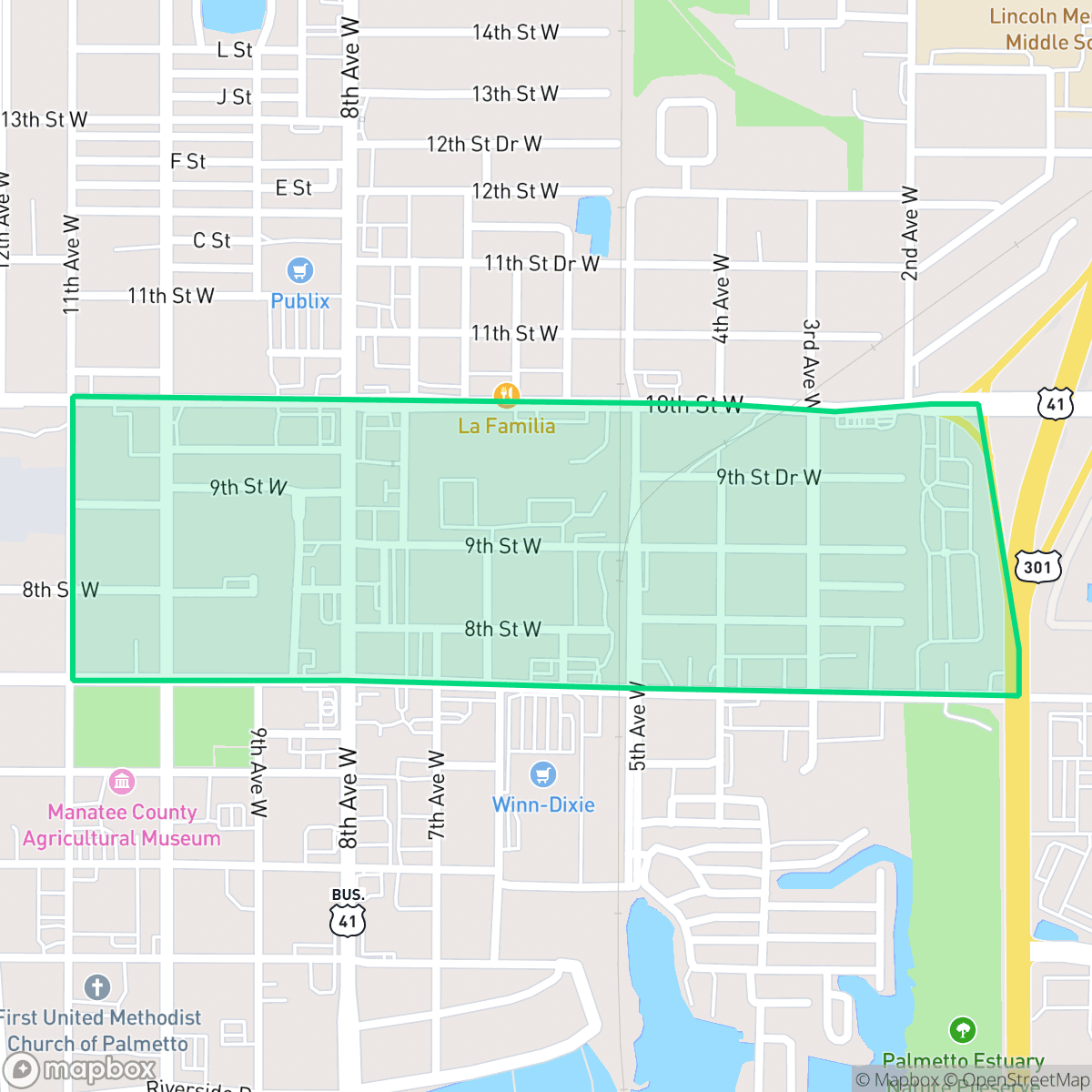 Map showing the location of Uptown, Palmetto, FL