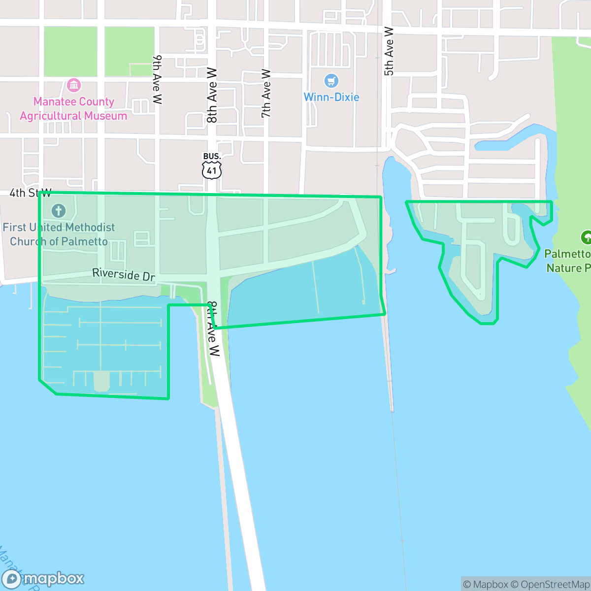 Map showing the location of Waterfront, Palmetto, FL