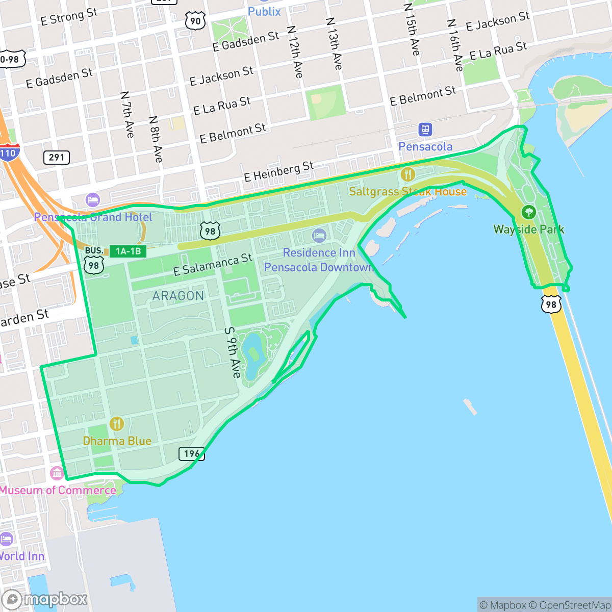 Map showing the location of Baymarc, Pensacola, FL