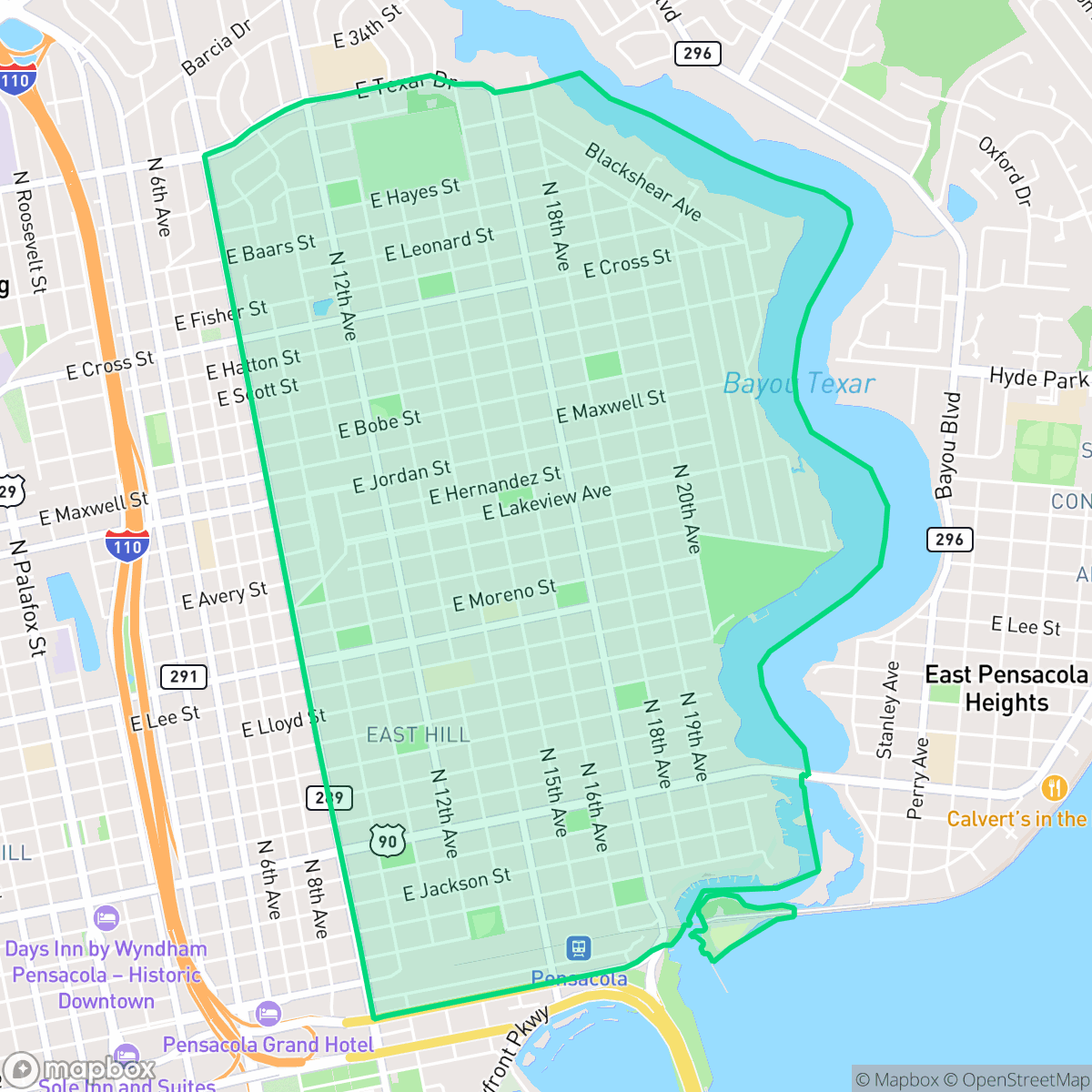 Map showing the location of Goulding, Pensacola, FL