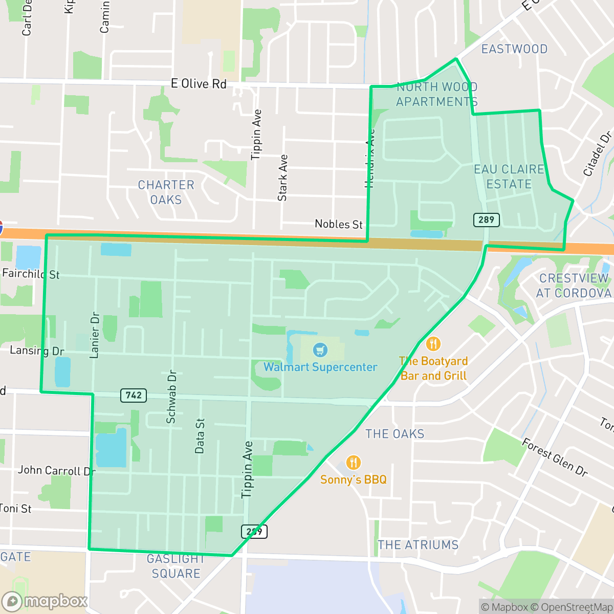Map showing the location of Kensington, Pensacola, FL