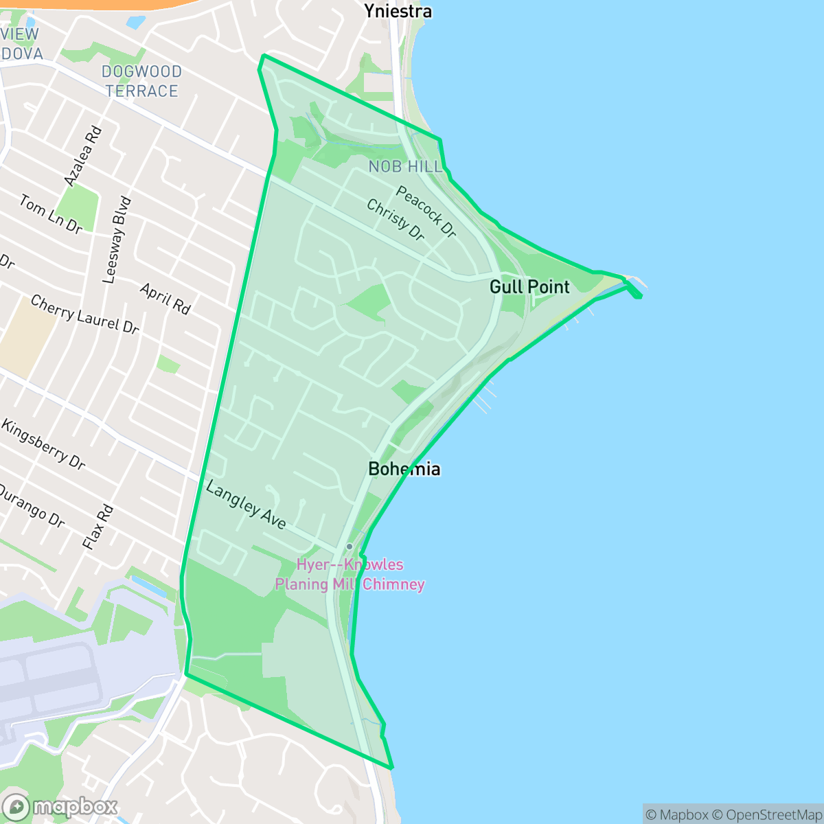 Map showing the location of La Mirage, Pensacola, FL