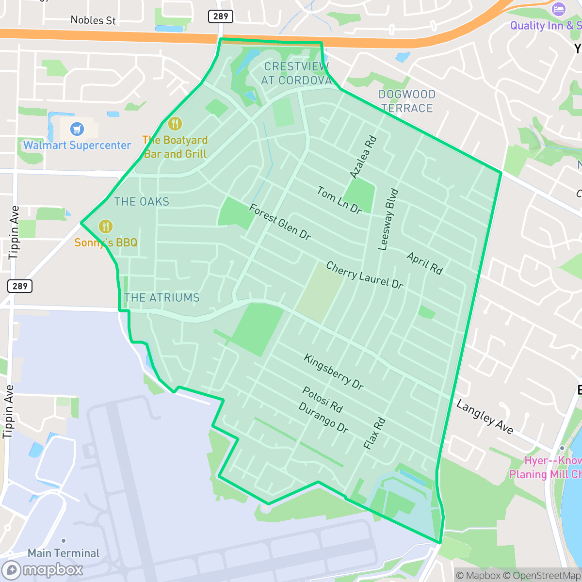 Map showing the location of Regency Park, Pensacola, FL