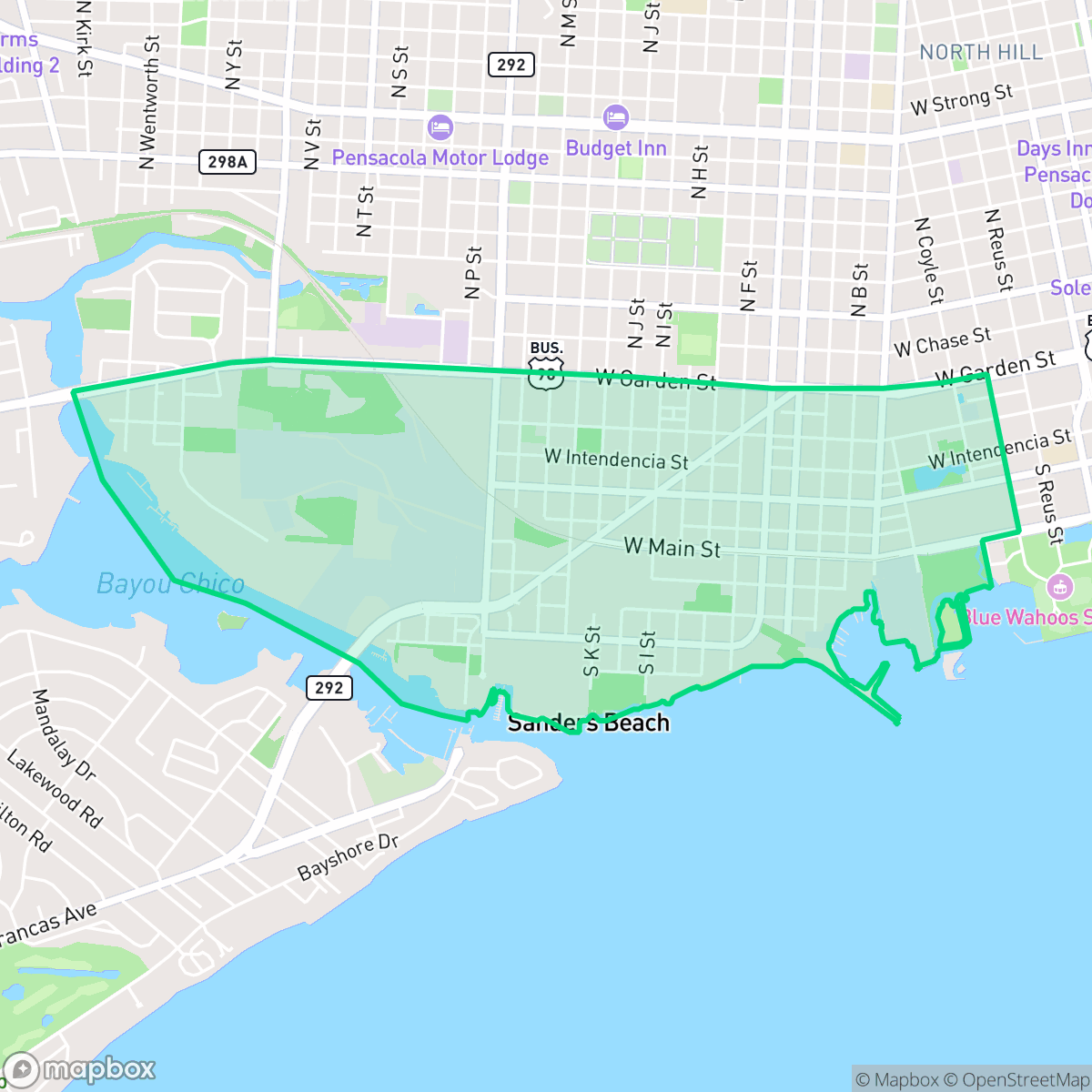 Map showing the location of Renz-anna Villa, Pensacola, FL