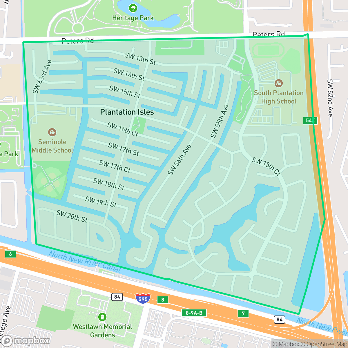Map showing the location of Plantation Isles, Plantation, FL