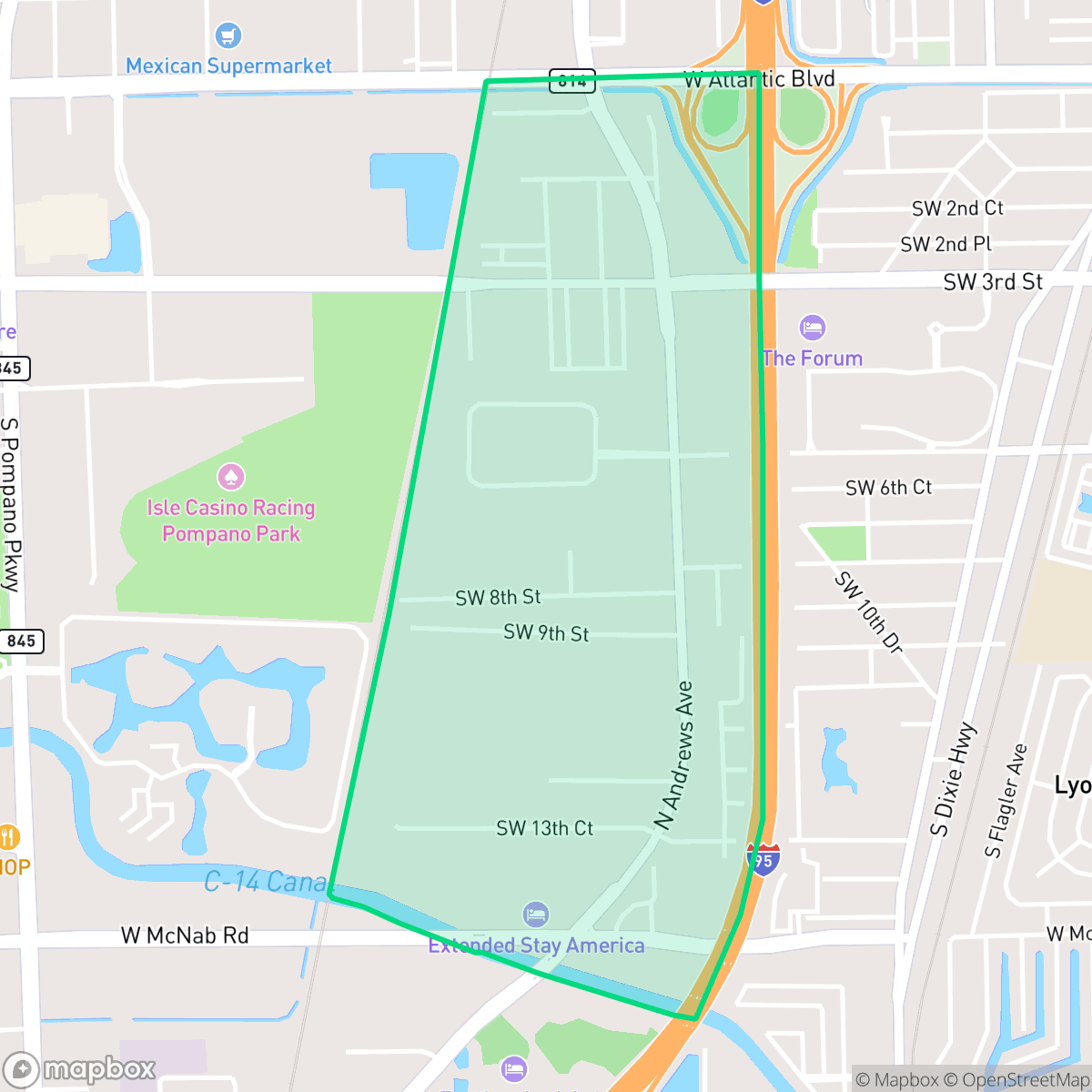 Map showing the location of Andrews Industrial District, Pompano Beach, FL