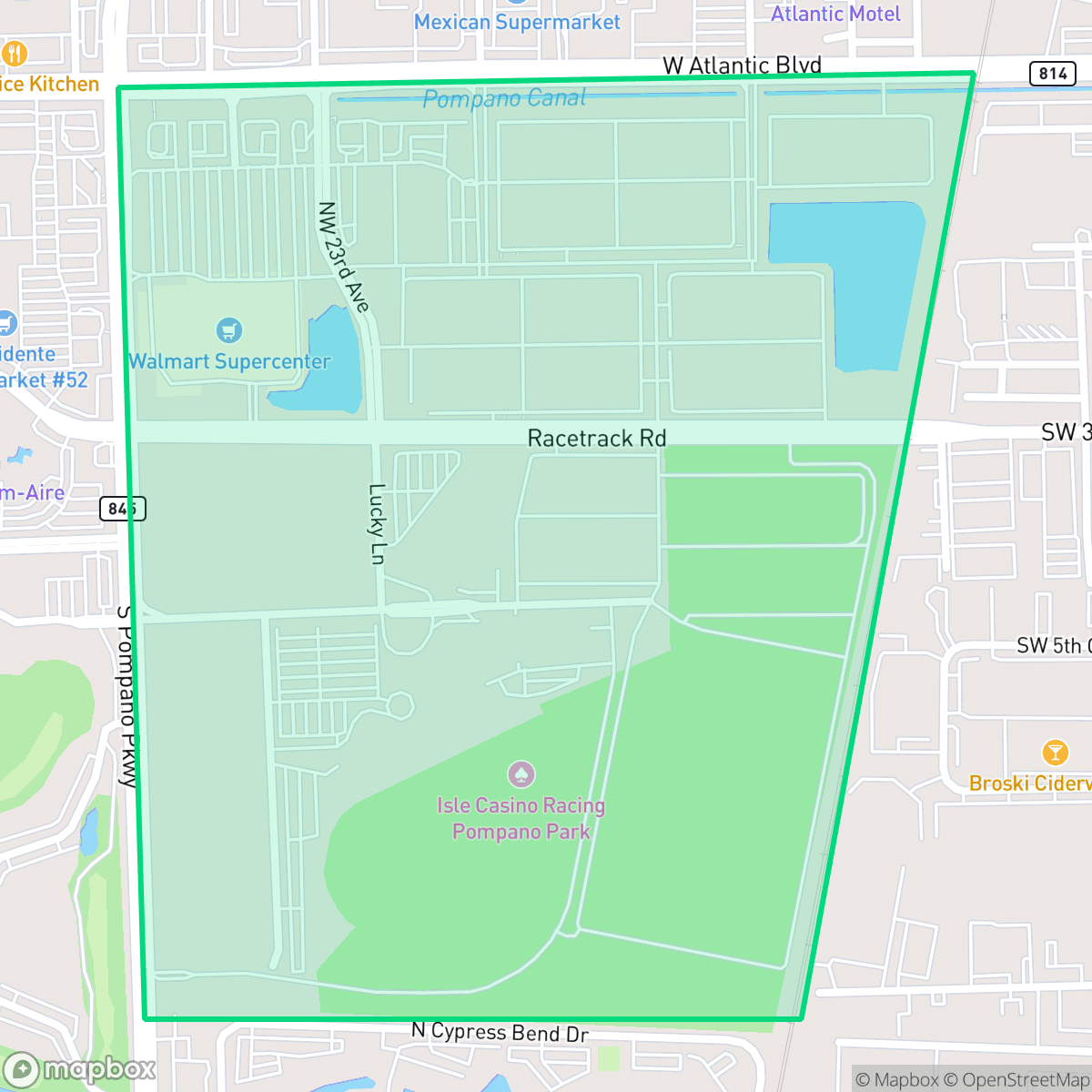 Map showing the location of Arvida-Pompano Park, Pompano Beach, FL