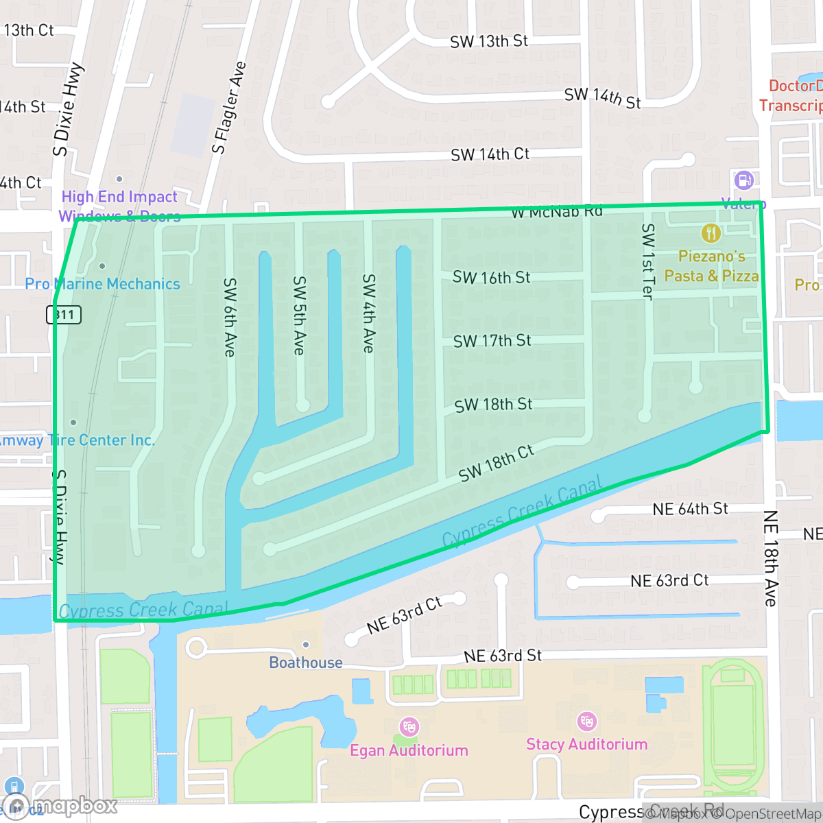 Map showing the location of Boulevard Park, Pompano Beach, FL