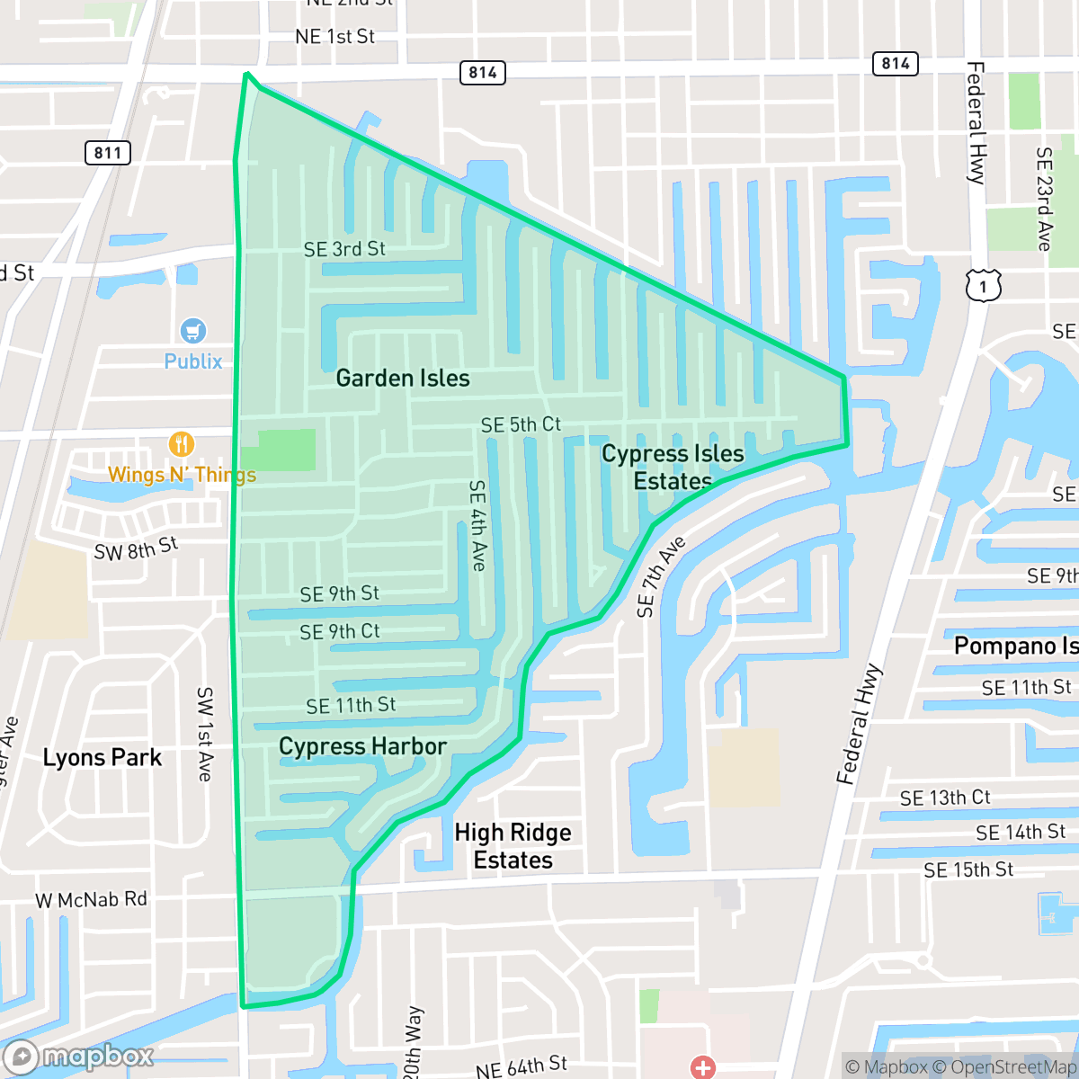 Map showing the location of Garden Isles, Pompano Beach, FL