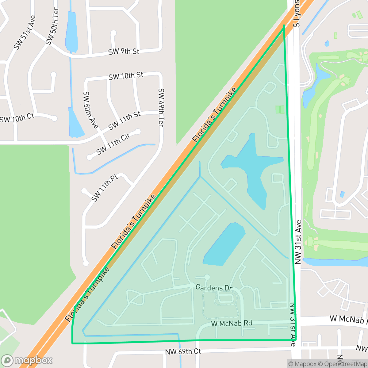 Map showing the location of Gardens, Pompano Beach, FL