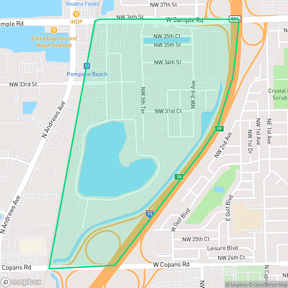 Map showing the location of Loch Lomond, Pompano Beach, FL