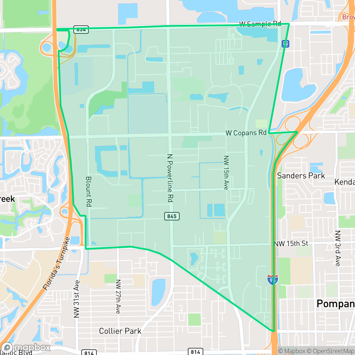 Map showing the location of Northwest Pompano, Pompano Beach, FL