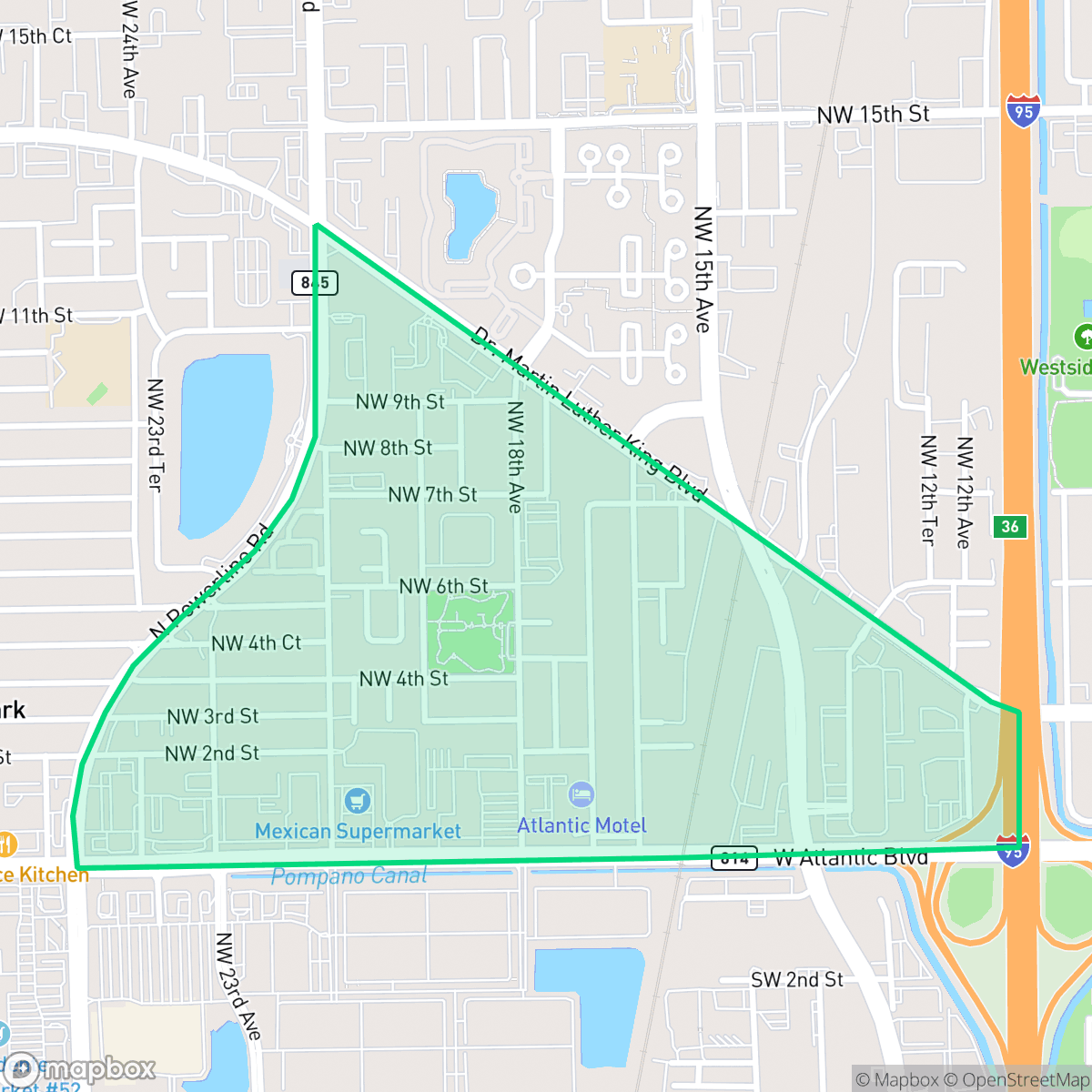 Map showing the location of Old Collier, Pompano Beach, FL