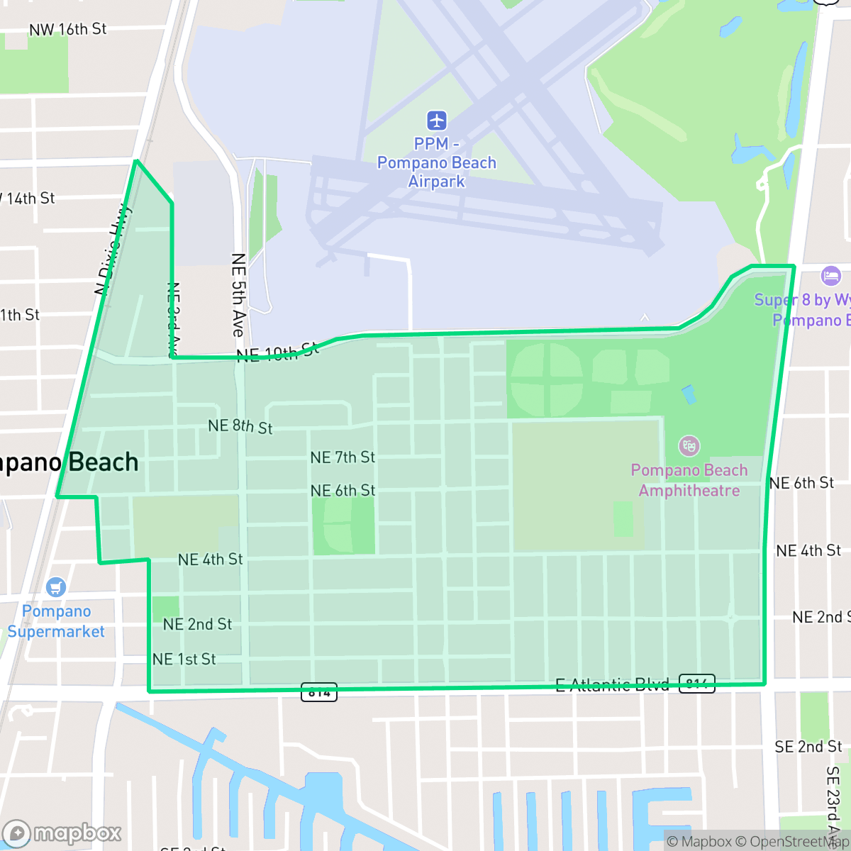 Map showing the location of Old Pompano, Pompano Beach, FL