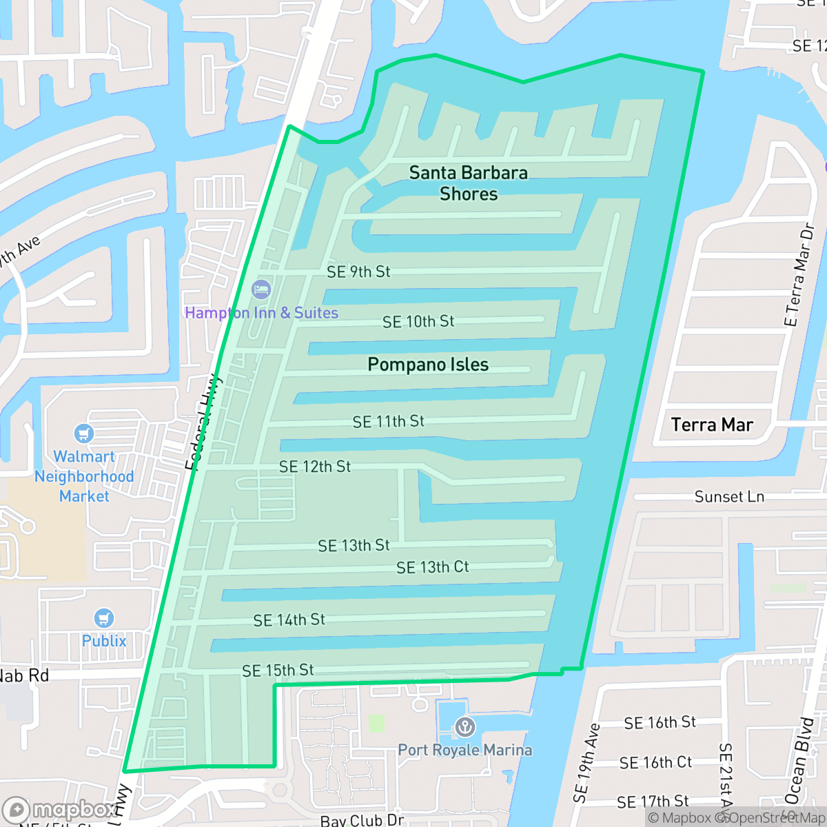 Map showing the location of Santa Barbara Shores, Pompano Beach, FL