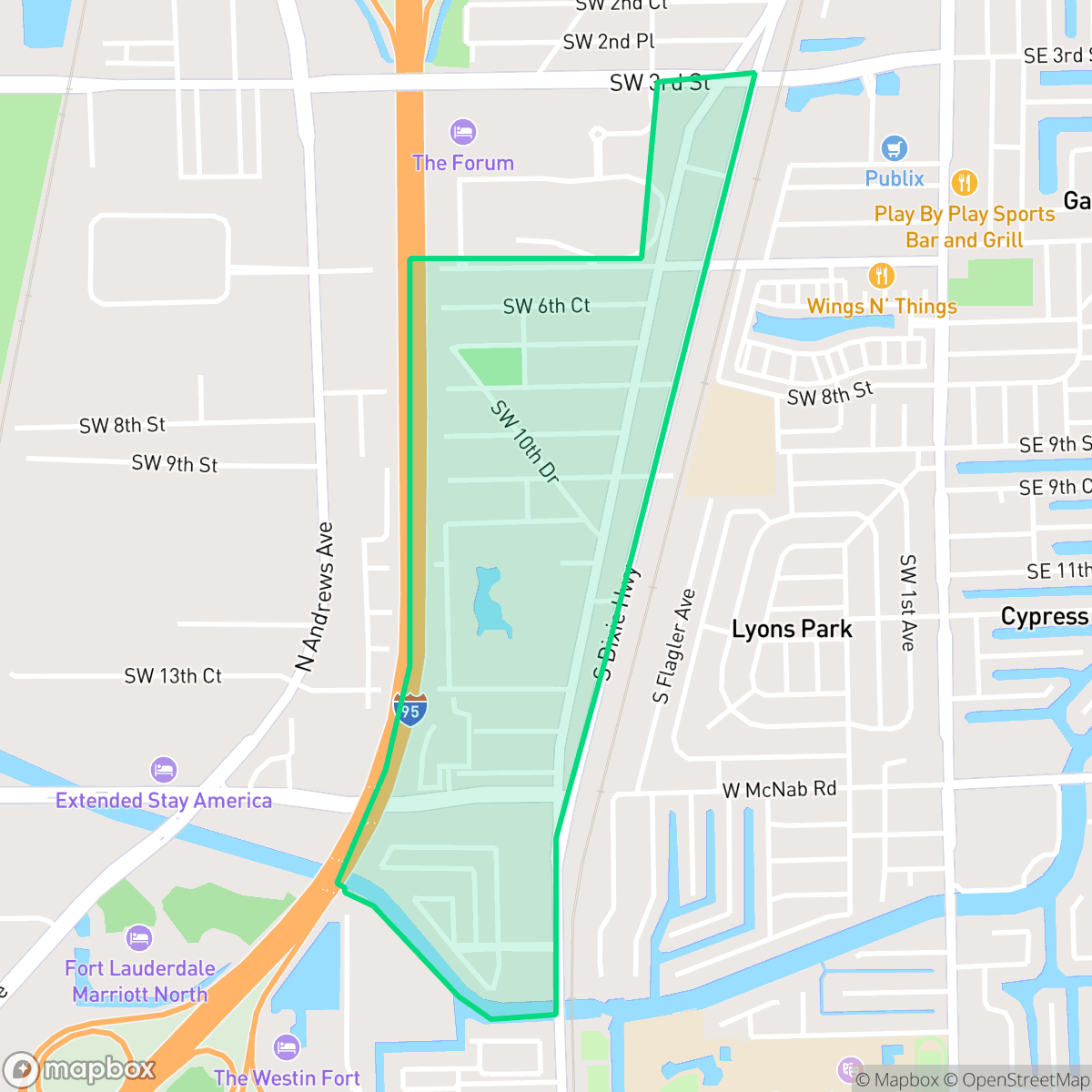 Map showing the location of South Dixie, Pompano Beach, FL