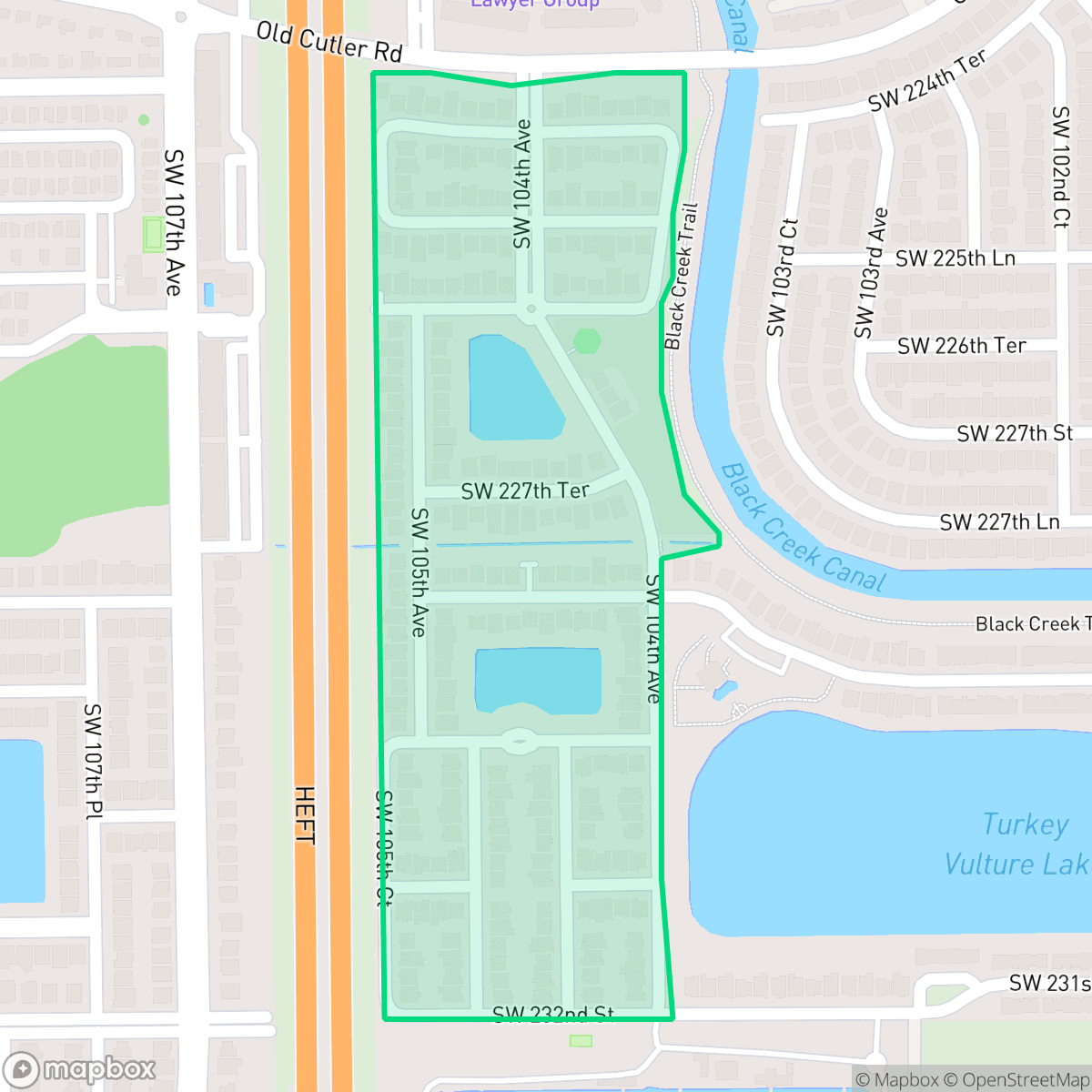 Map showing the location of Enclave at Old Cutler, Princeton, FL