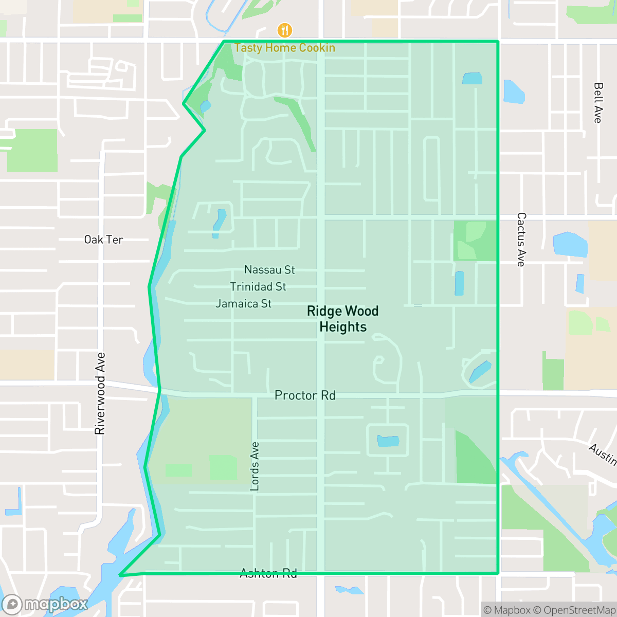 Map showing the location of Ridge Wood Heights, FL — coverage area