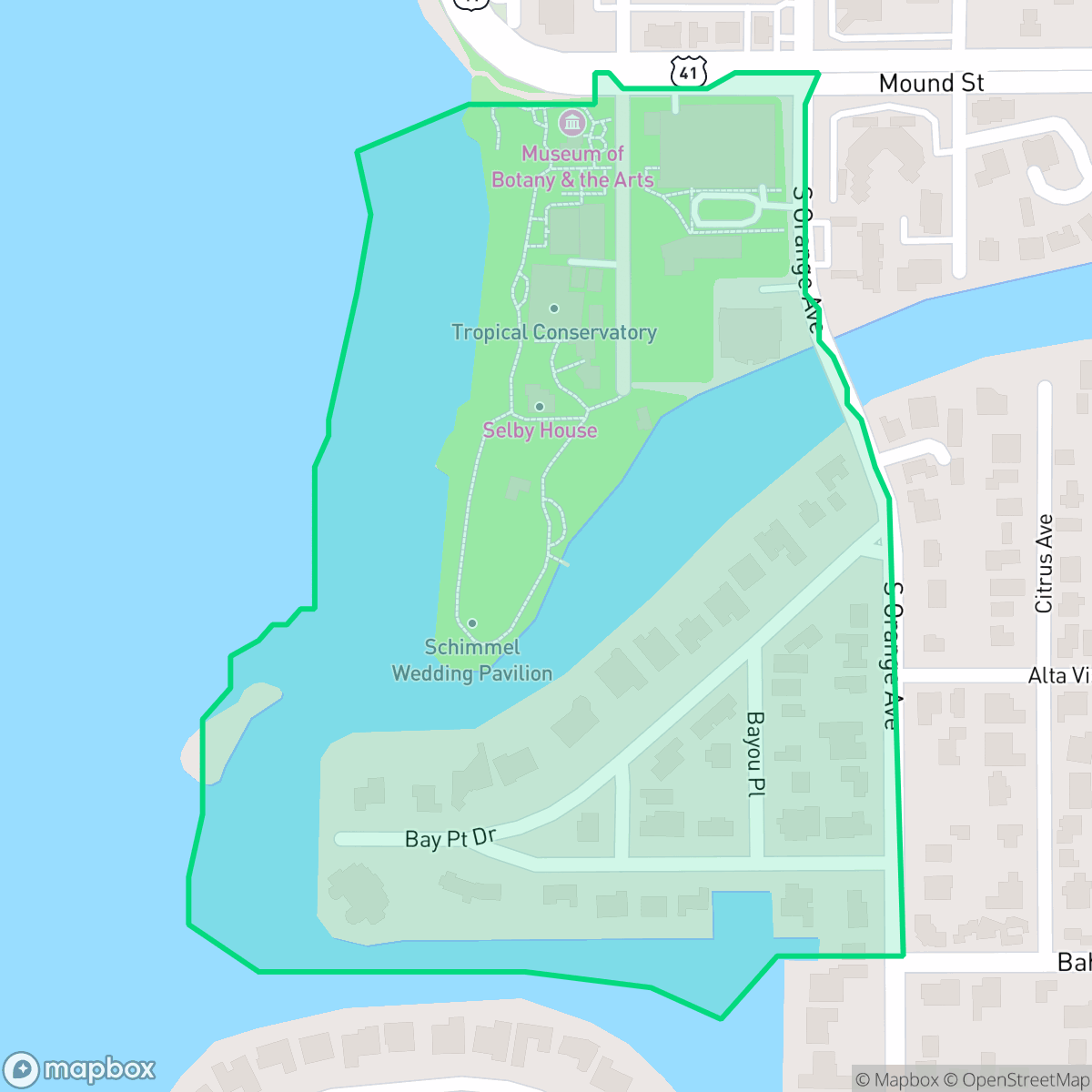 Map showing the location of Baypoint Park, Sarasota, FL
