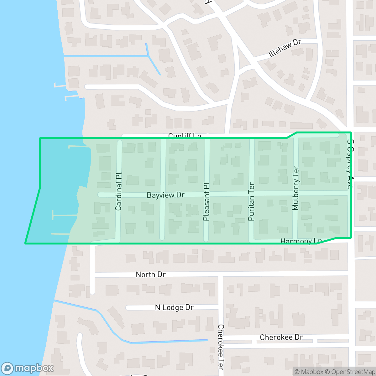 Map showing the location of Bayview, Sarasota, FL