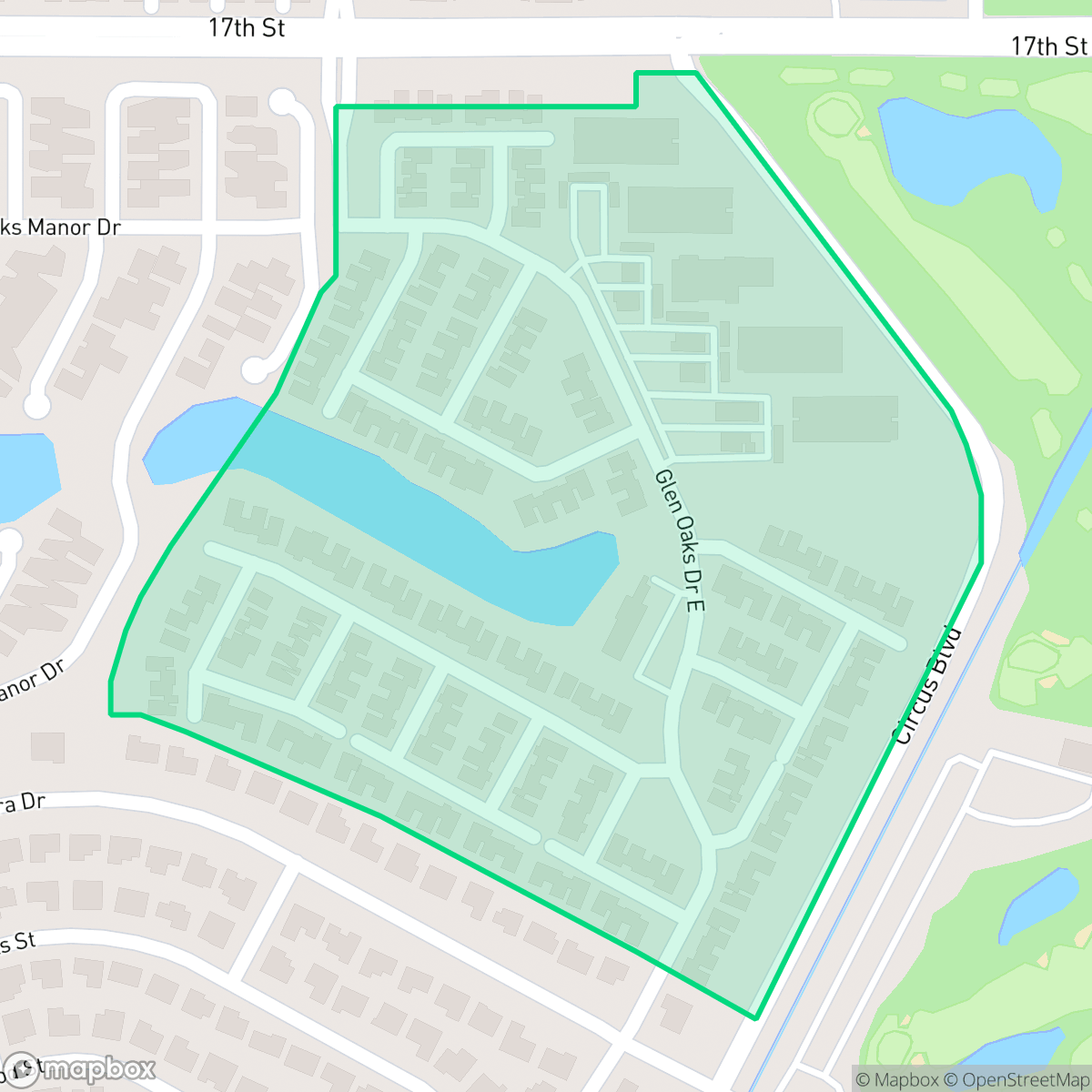 Map showing the location of Glen Oaks Ridge, Sarasota, FL