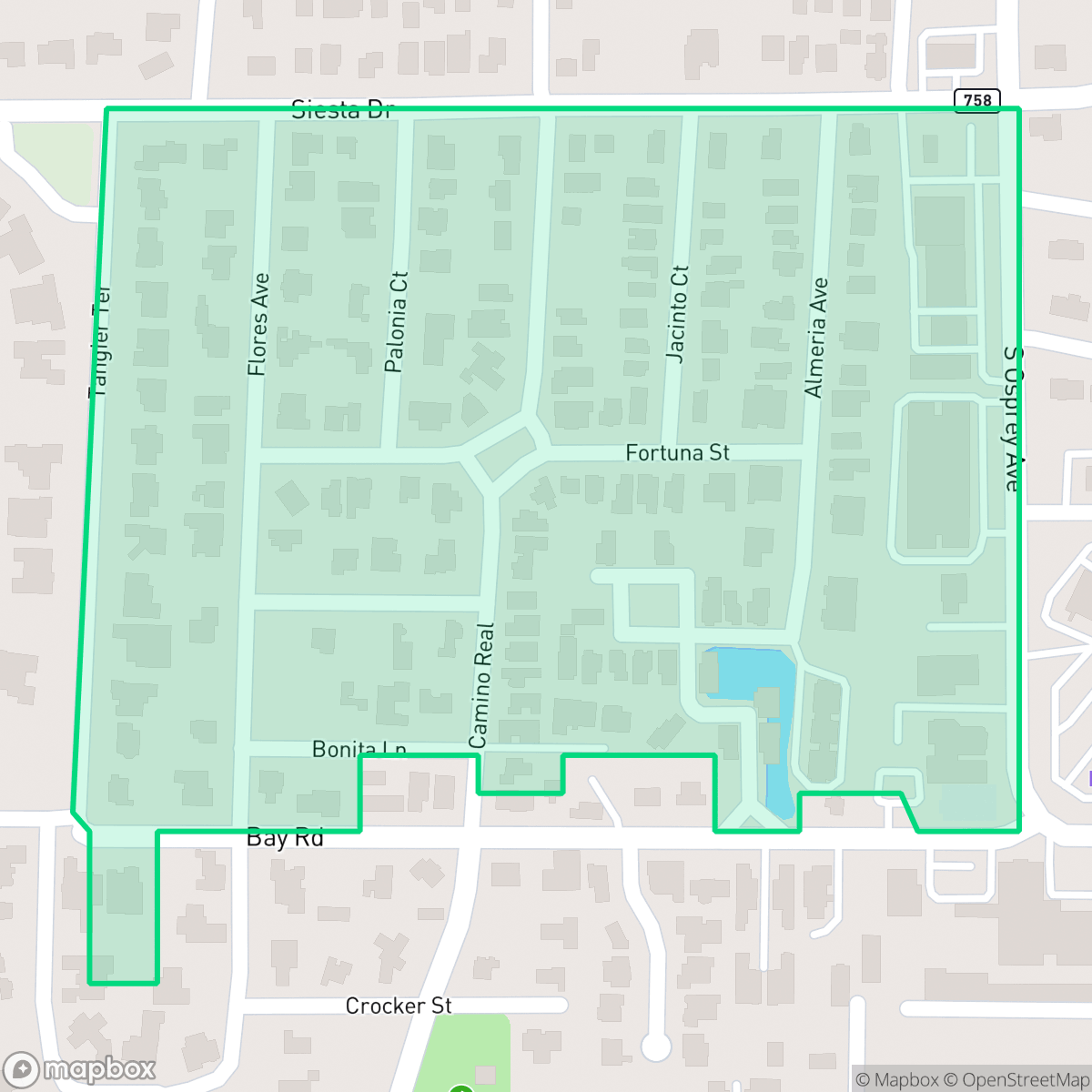Map showing the location of Granada, Sarasota, FL