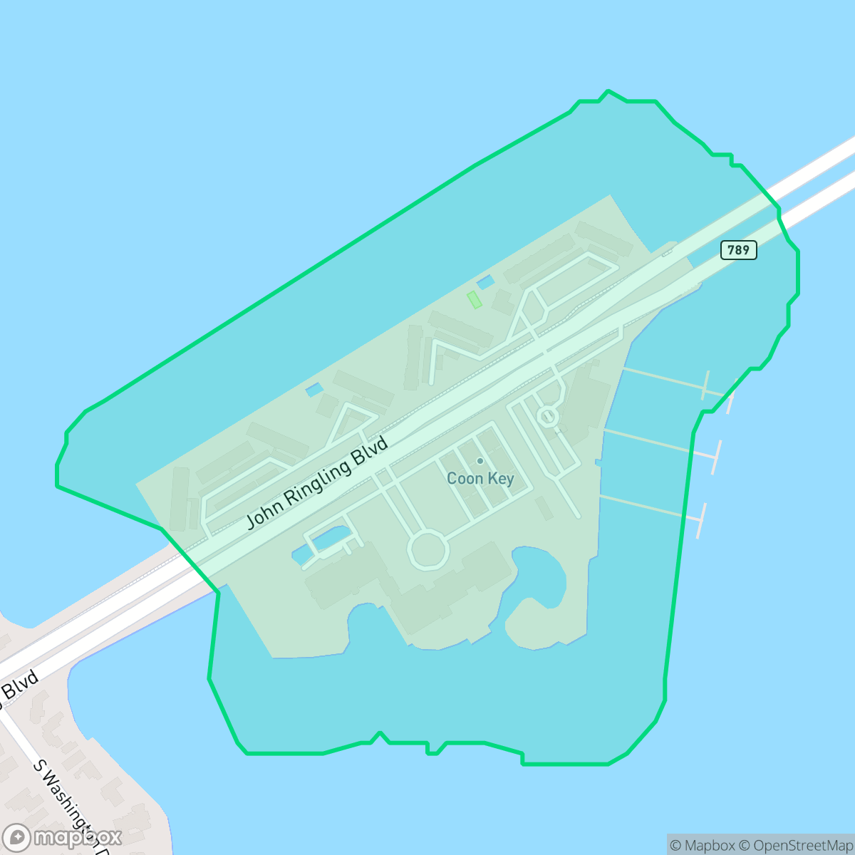 Map showing the location of John Ringling, Sarasota, FL