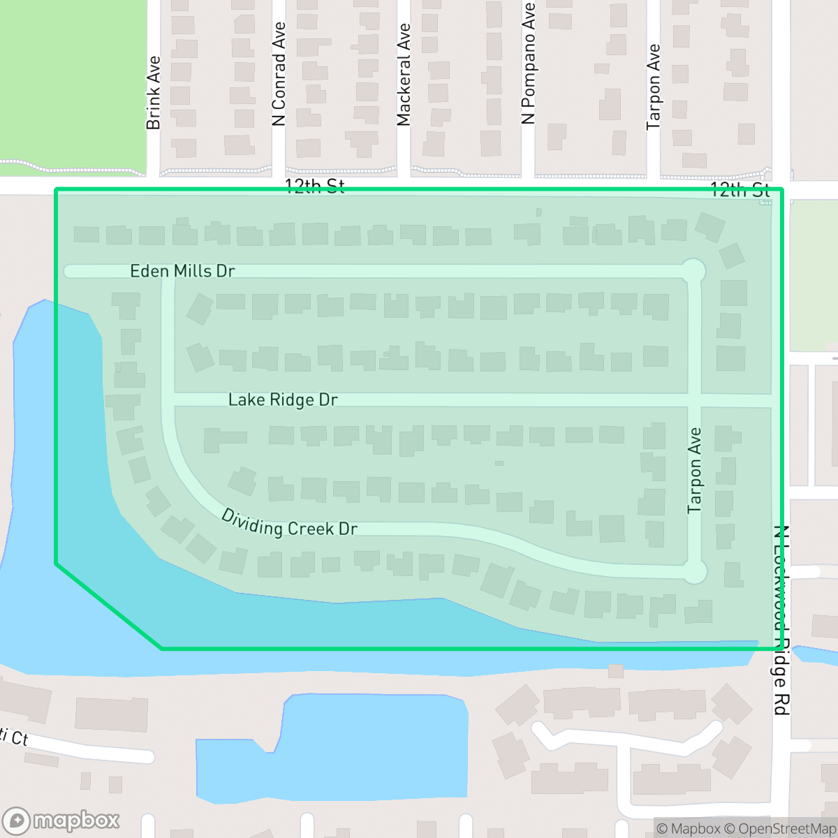 Map showing the location of Lake Ridge, Sarasota, FL