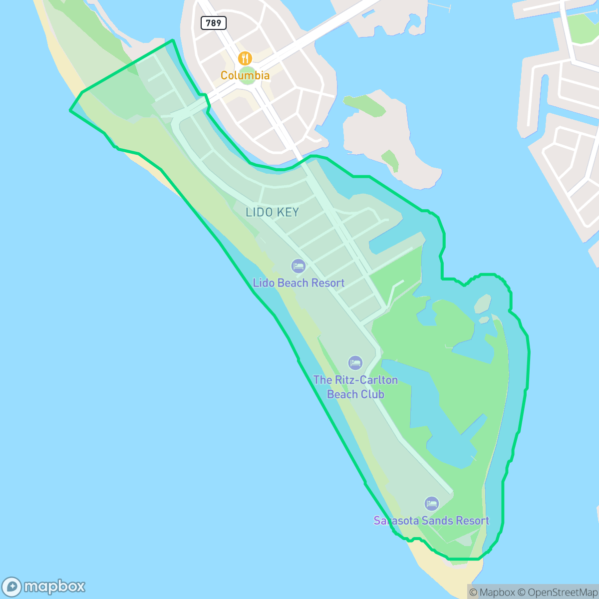 Map showing the location of Lido Key, Sarasota, FL