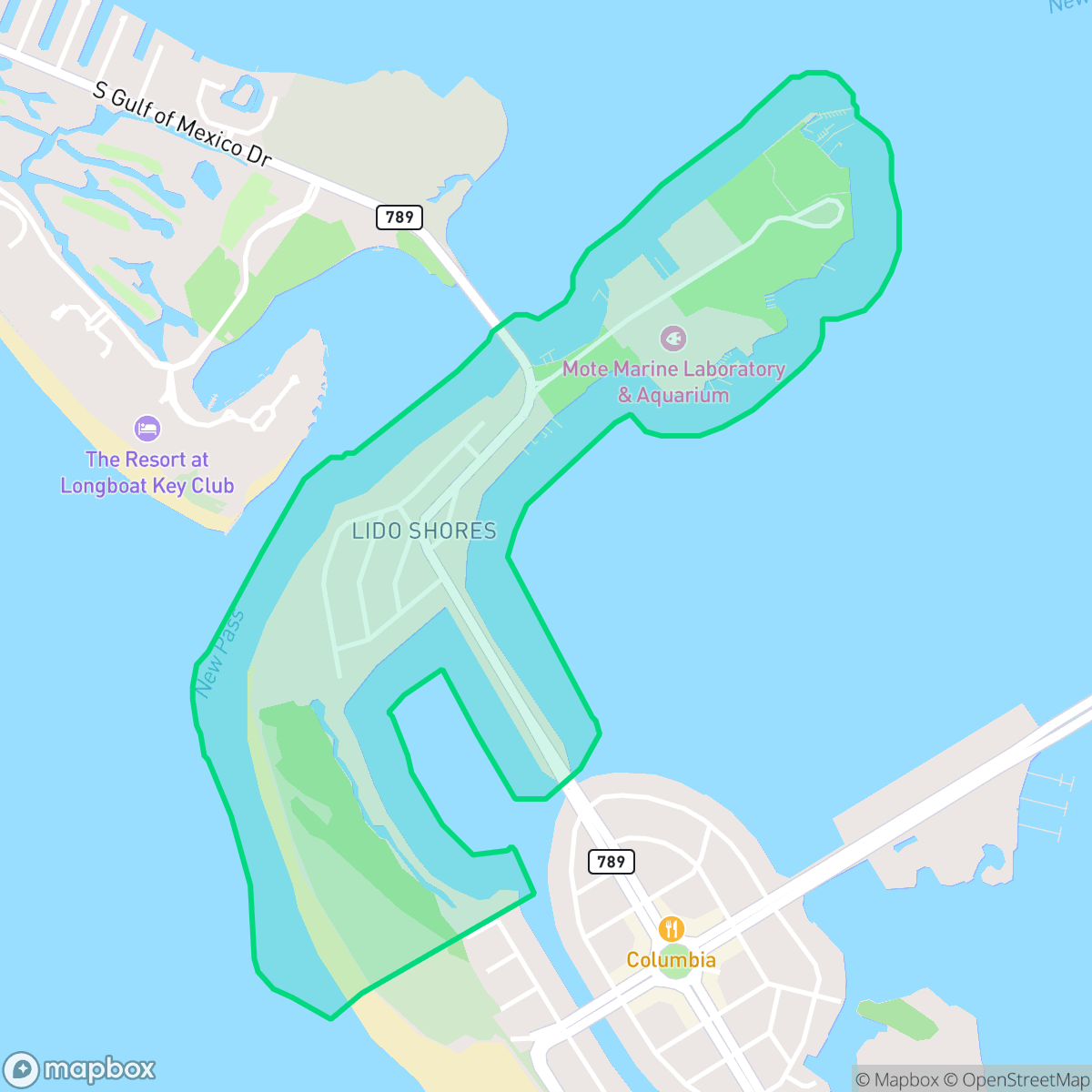 Map showing the location of Lido Shores, Sarasota, FL