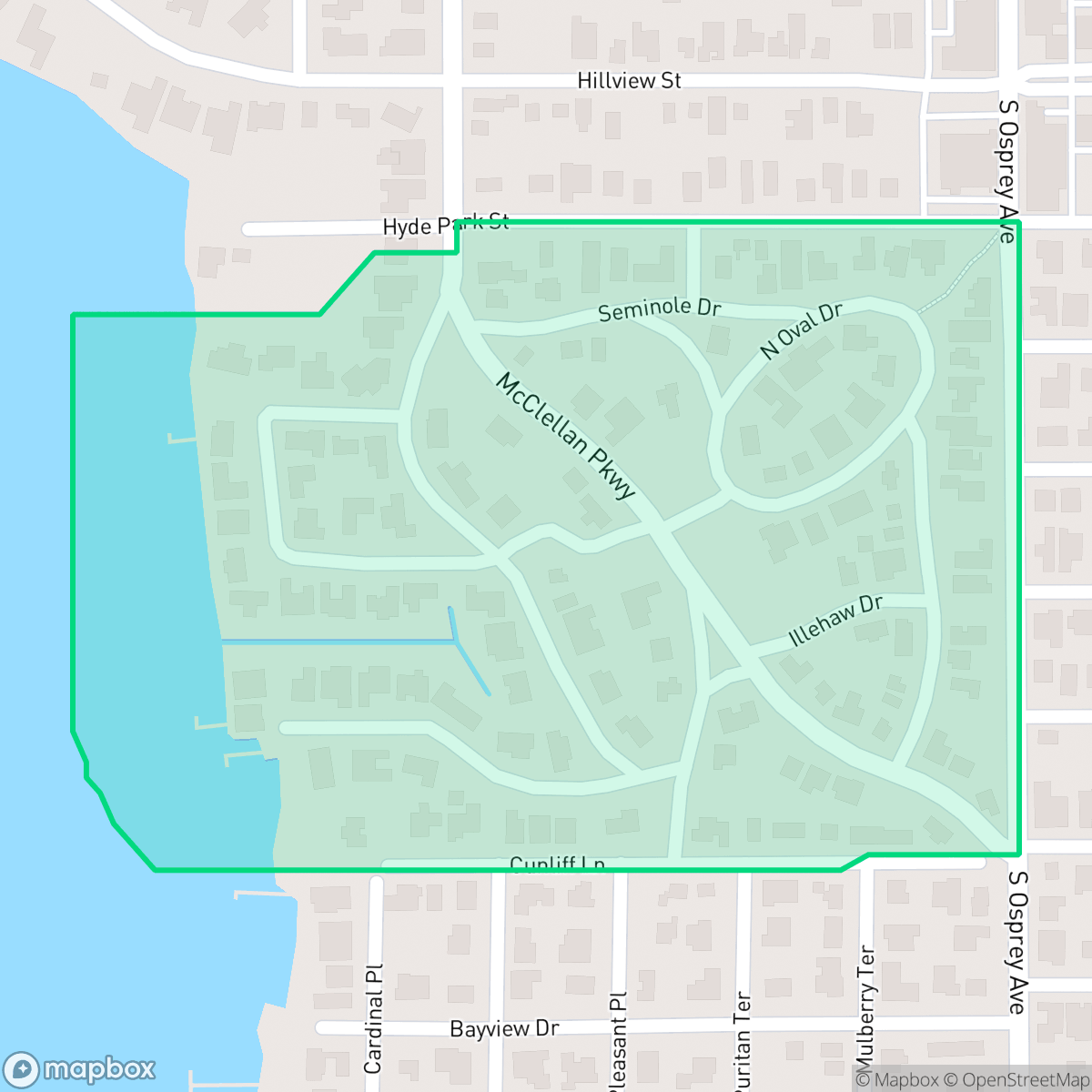 Map showing the location of McClellan Park, Sarasota, FL
