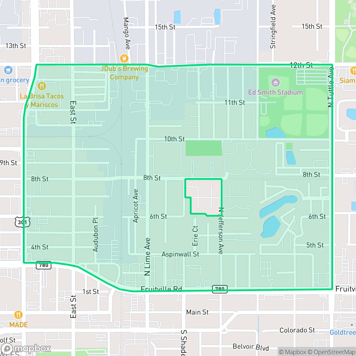 Map showing the location of Park East, Sarasota, FL
