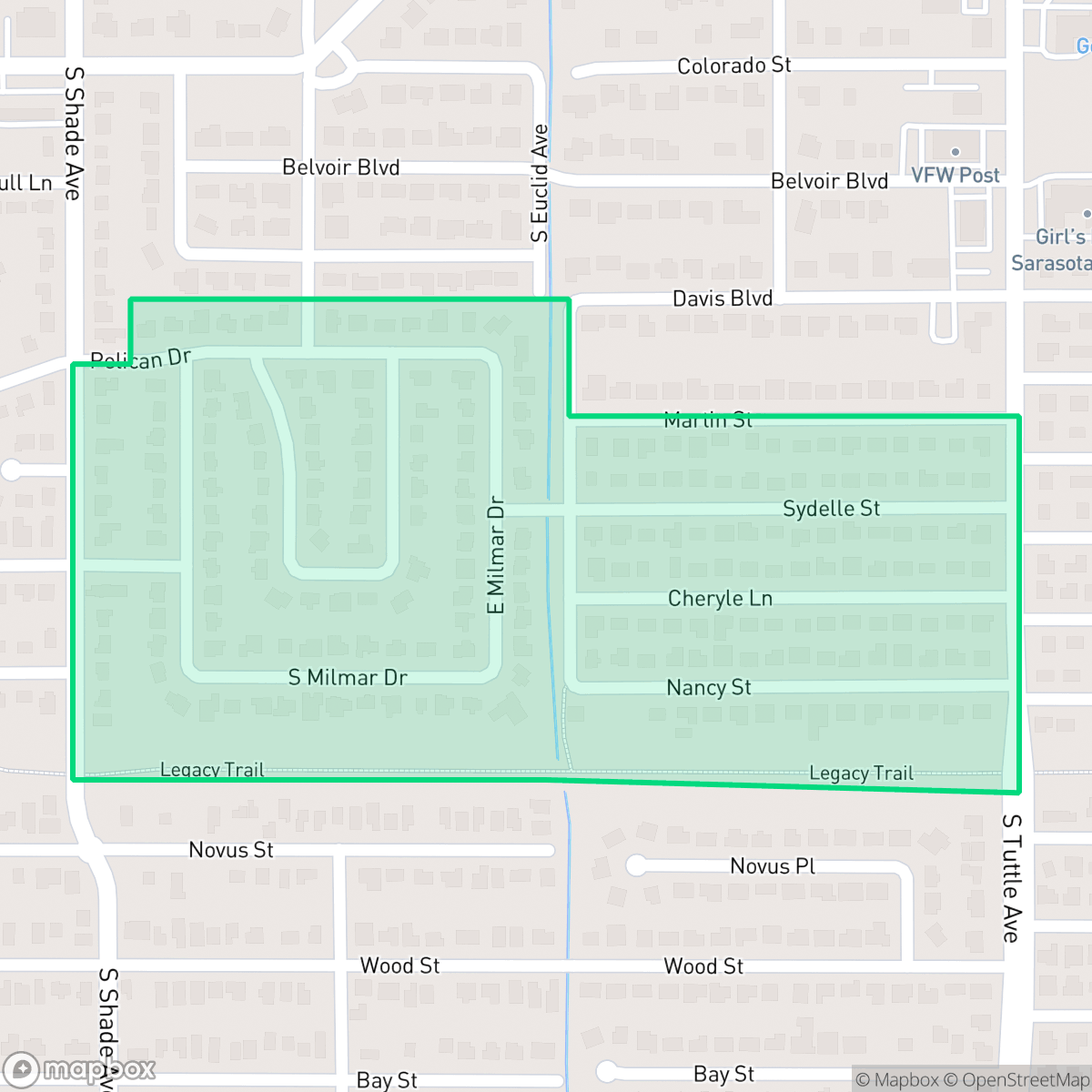 Map showing the location of Paver Park, Sarasota, FL