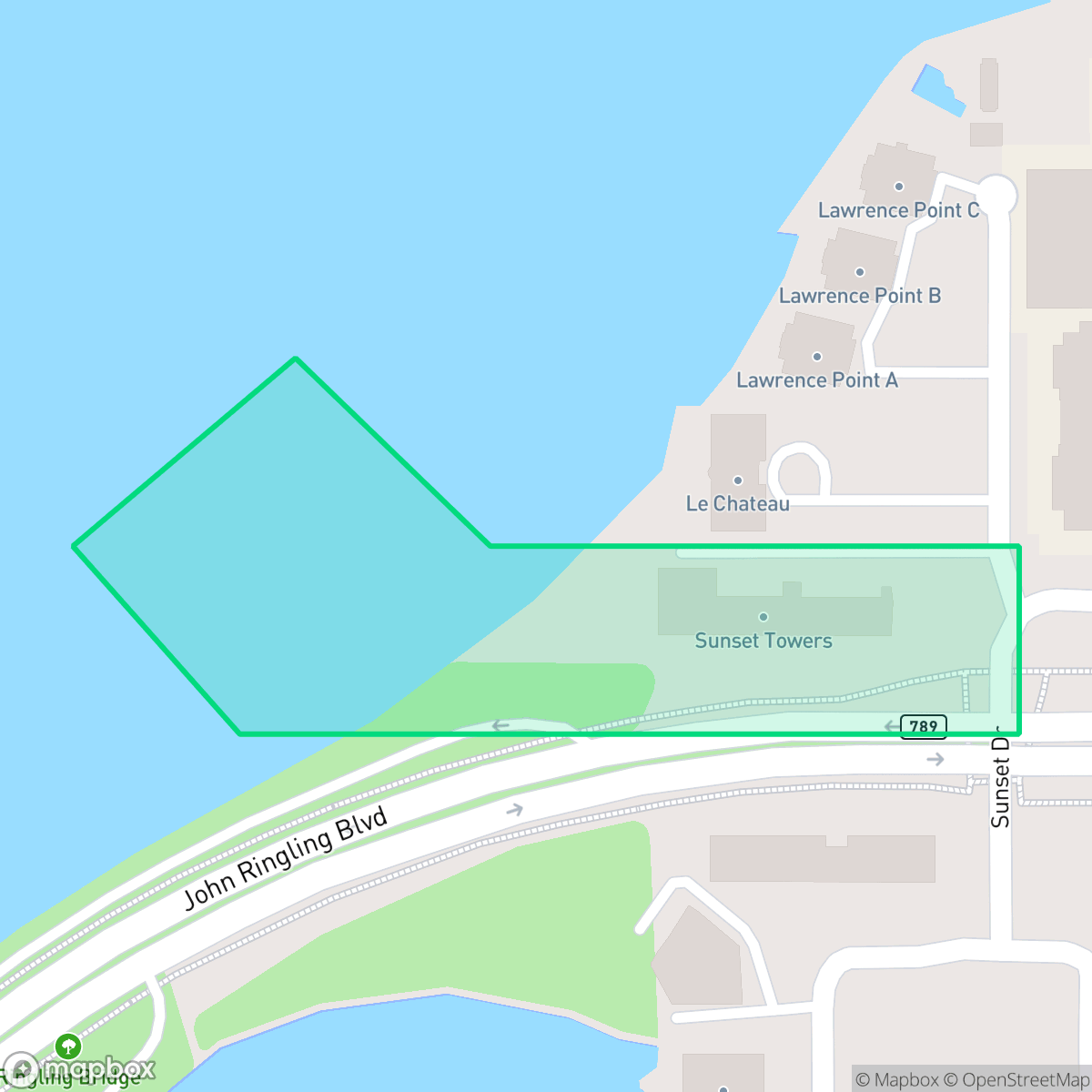 Map showing the location of Sunset Towers, Sarasota, FL