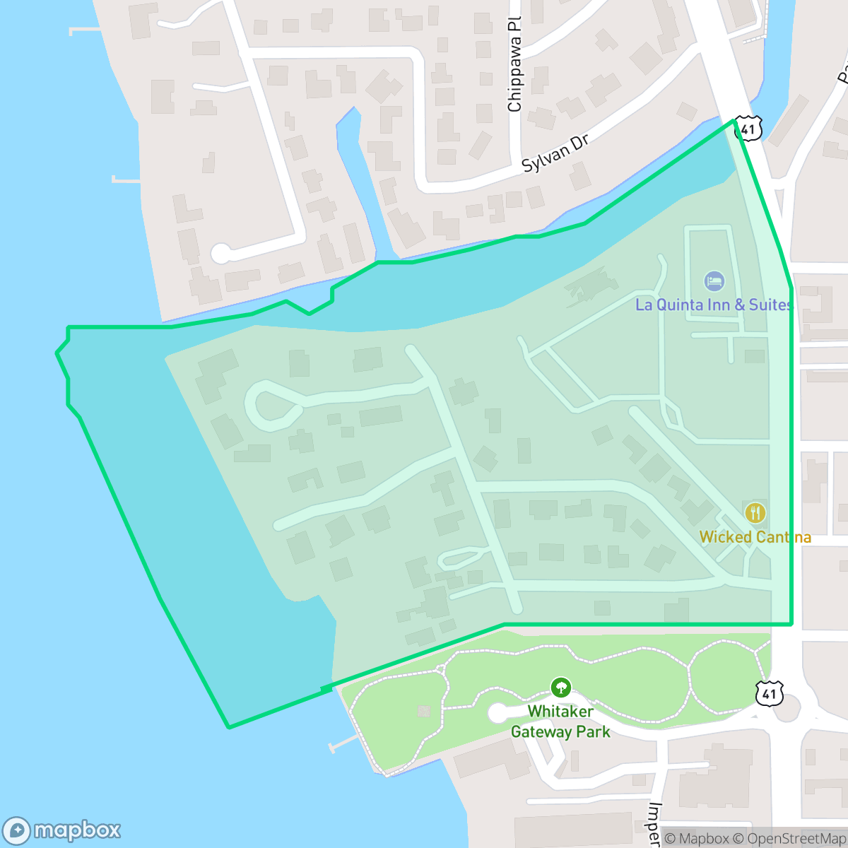 Map showing the location of Tahiti Park, Sarasota, FL