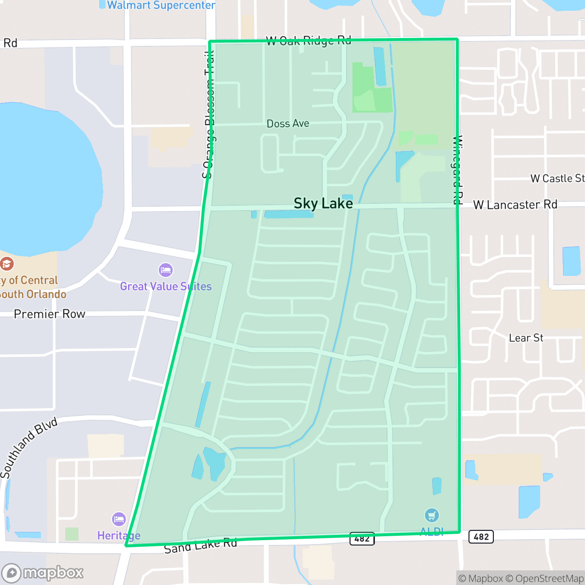 Map showing the location of Sky Lake, FL — coverage area