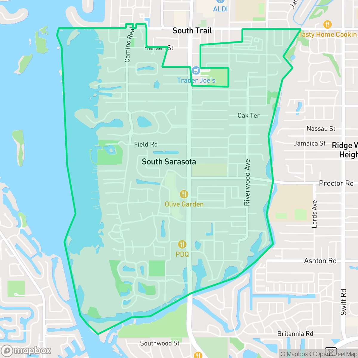 Map showing the location of South Sarasota, FL — coverage area