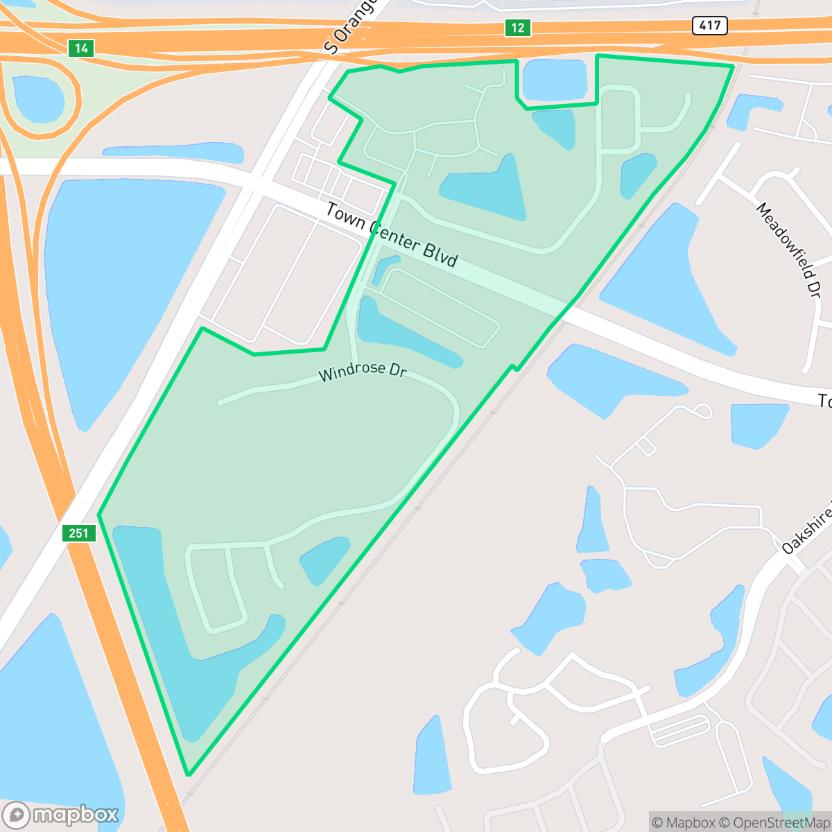 Map showing the location of Southmeadow, Southchase, FL