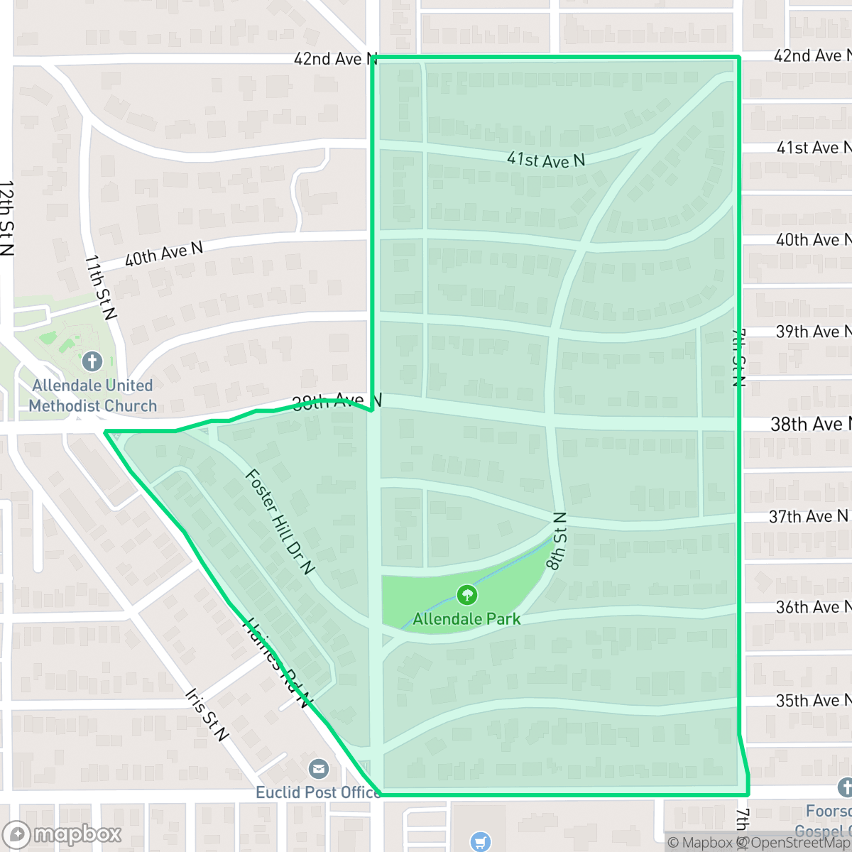 Map showing the location of Allendale Terrace, St. Petersburg, FL