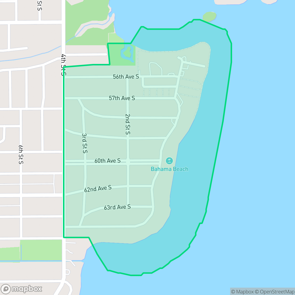 Map showing the location of Bahama Shores, St. Petersburg, FL