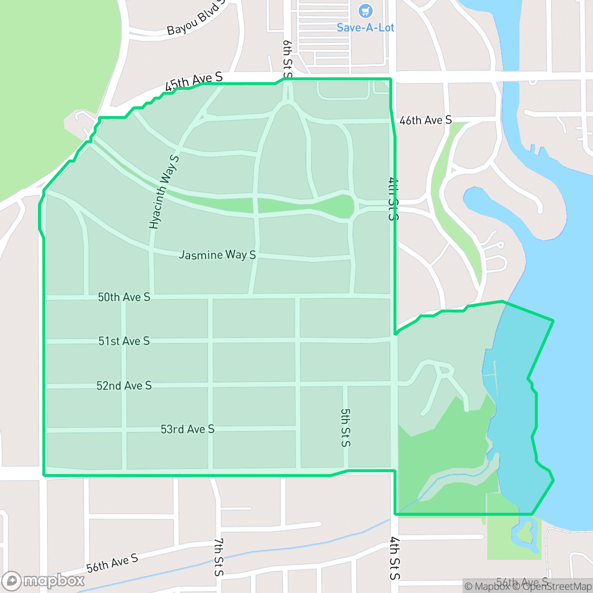 Map showing the location of Bayou Highlands, St. Petersburg, FL