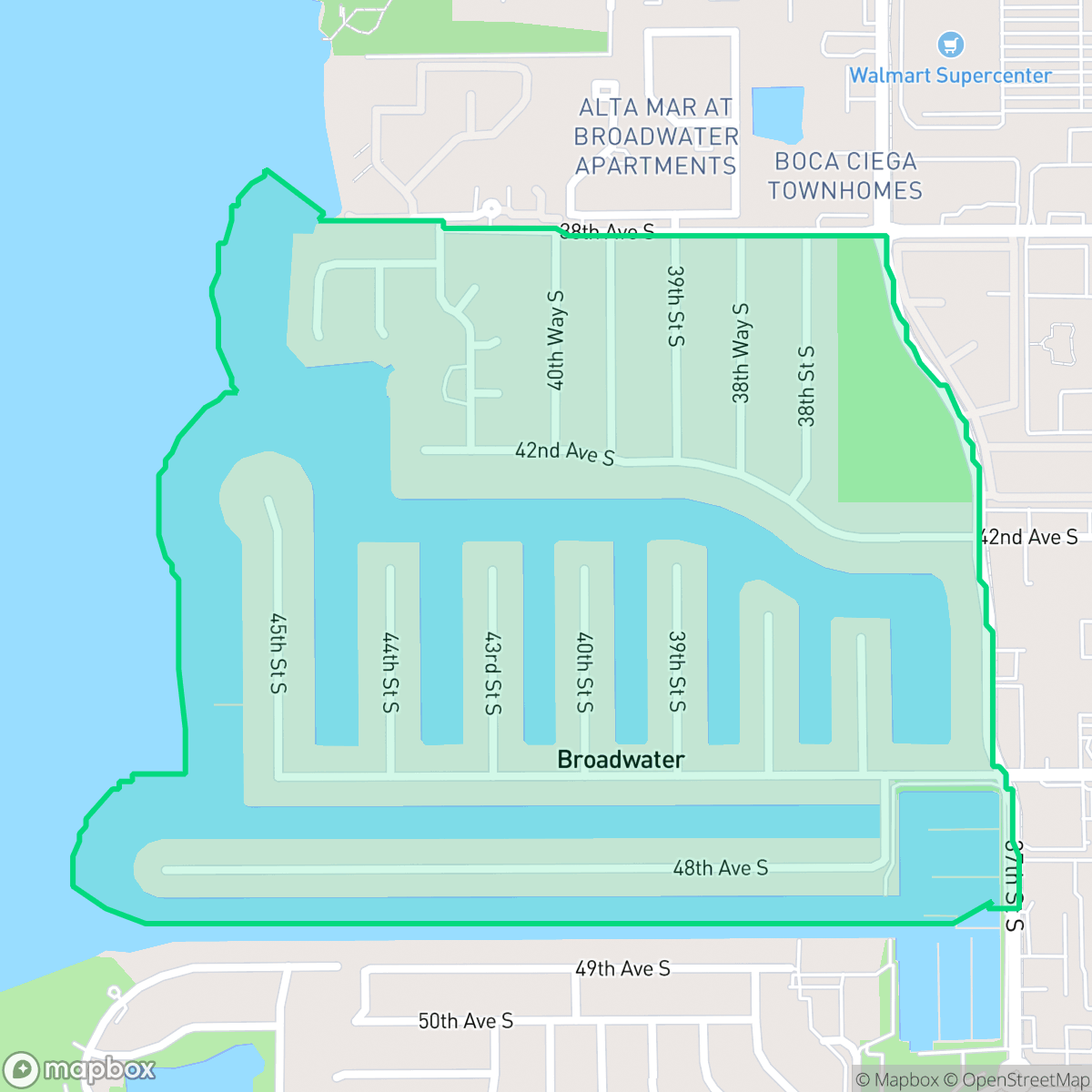 Map showing the location of Broadwater, St. Petersburg, FL