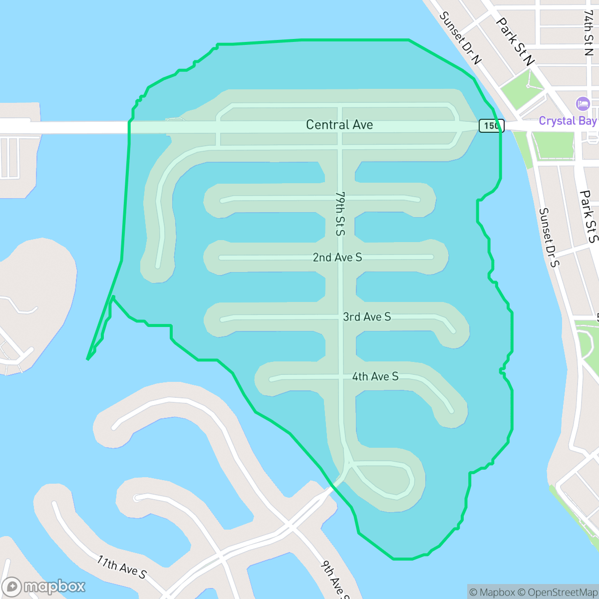 Map showing the location of Causeway Isles, St. Petersburg, FL