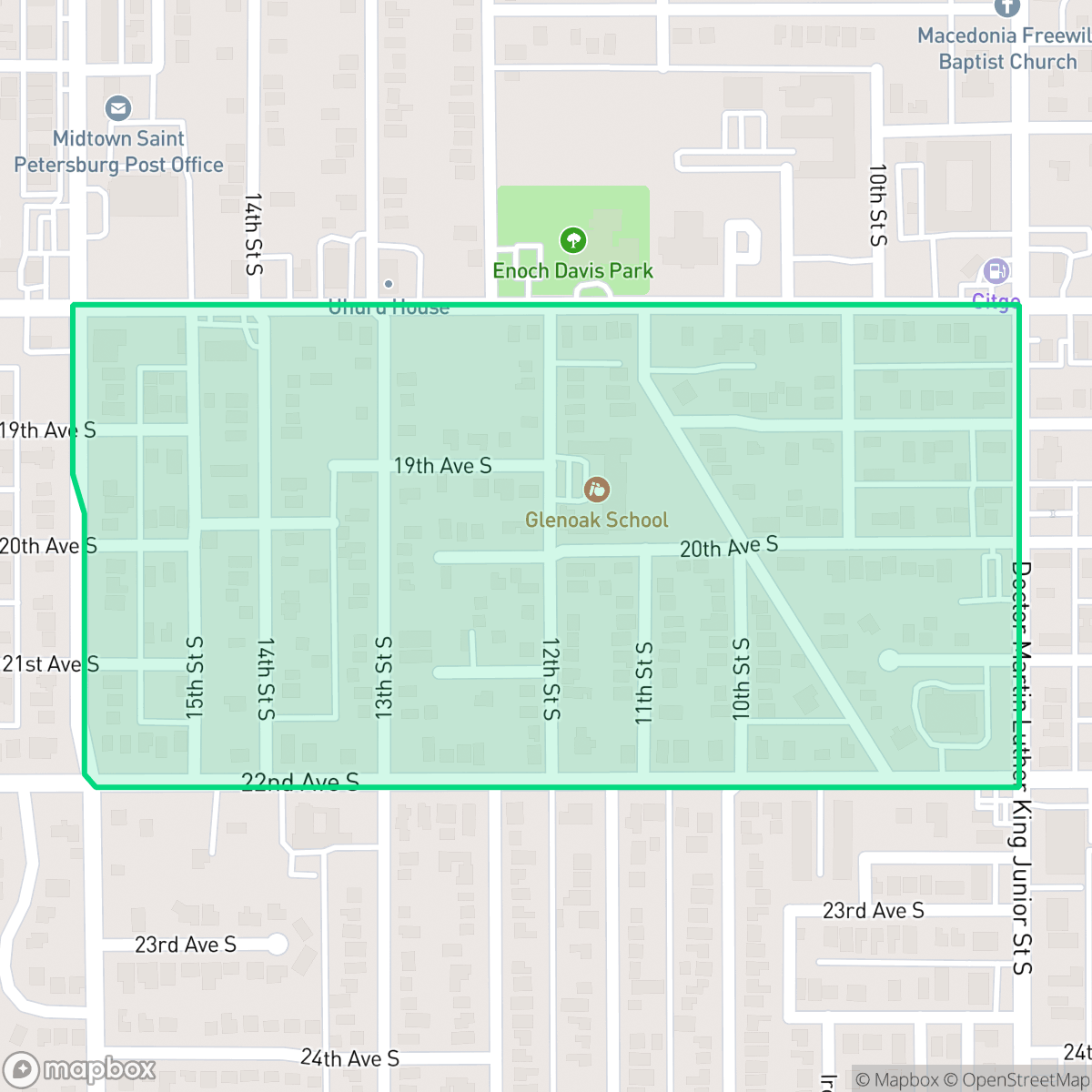 Map showing the location of Cromwell Heights, St. Petersburg, FL