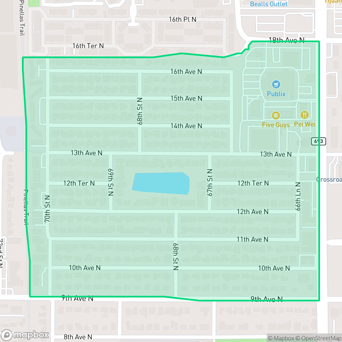 Map showing the location of Crossroads Area, St. Petersburg, FL