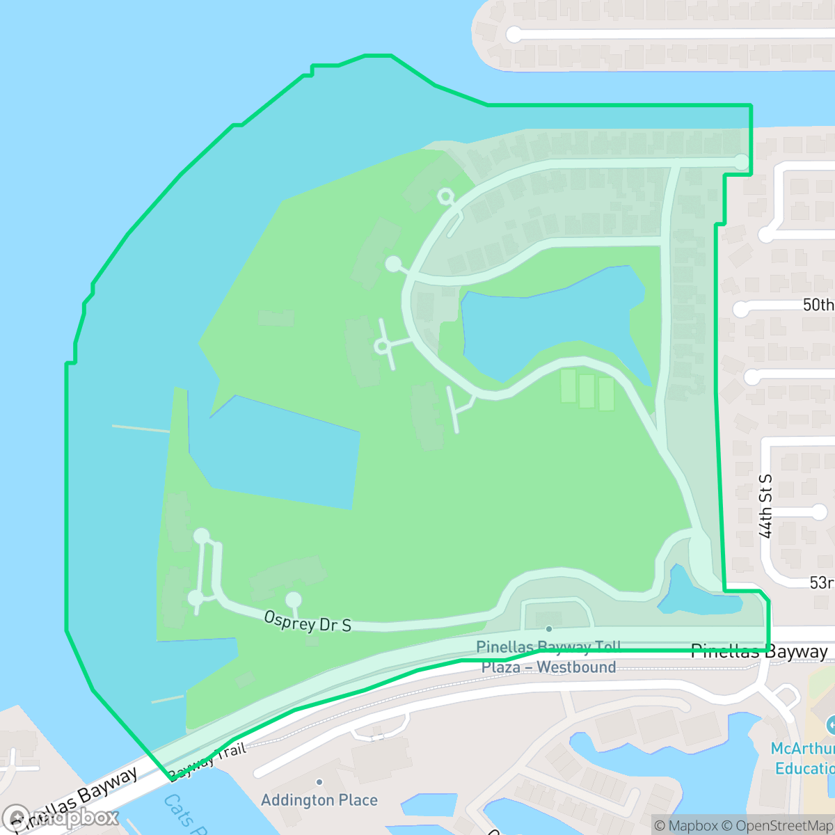 Map showing the location of Dolphin Cay, St. Petersburg, FL