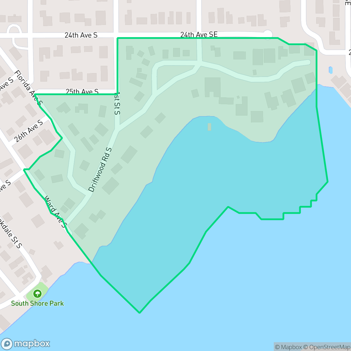 Map showing the location of Driftwood, St. Petersburg, FL