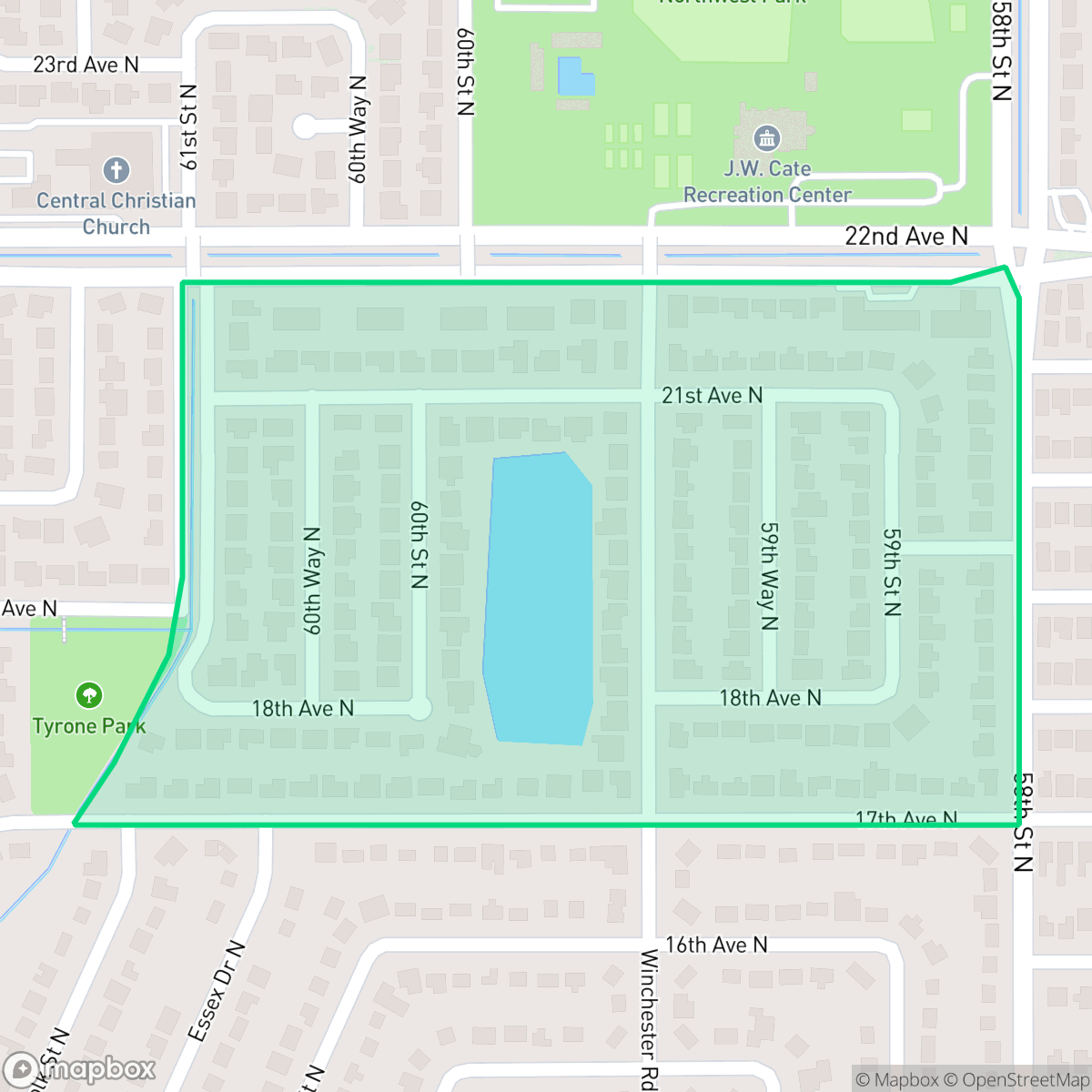 Map showing the location of Garden Manor Lake, St. Petersburg, FL