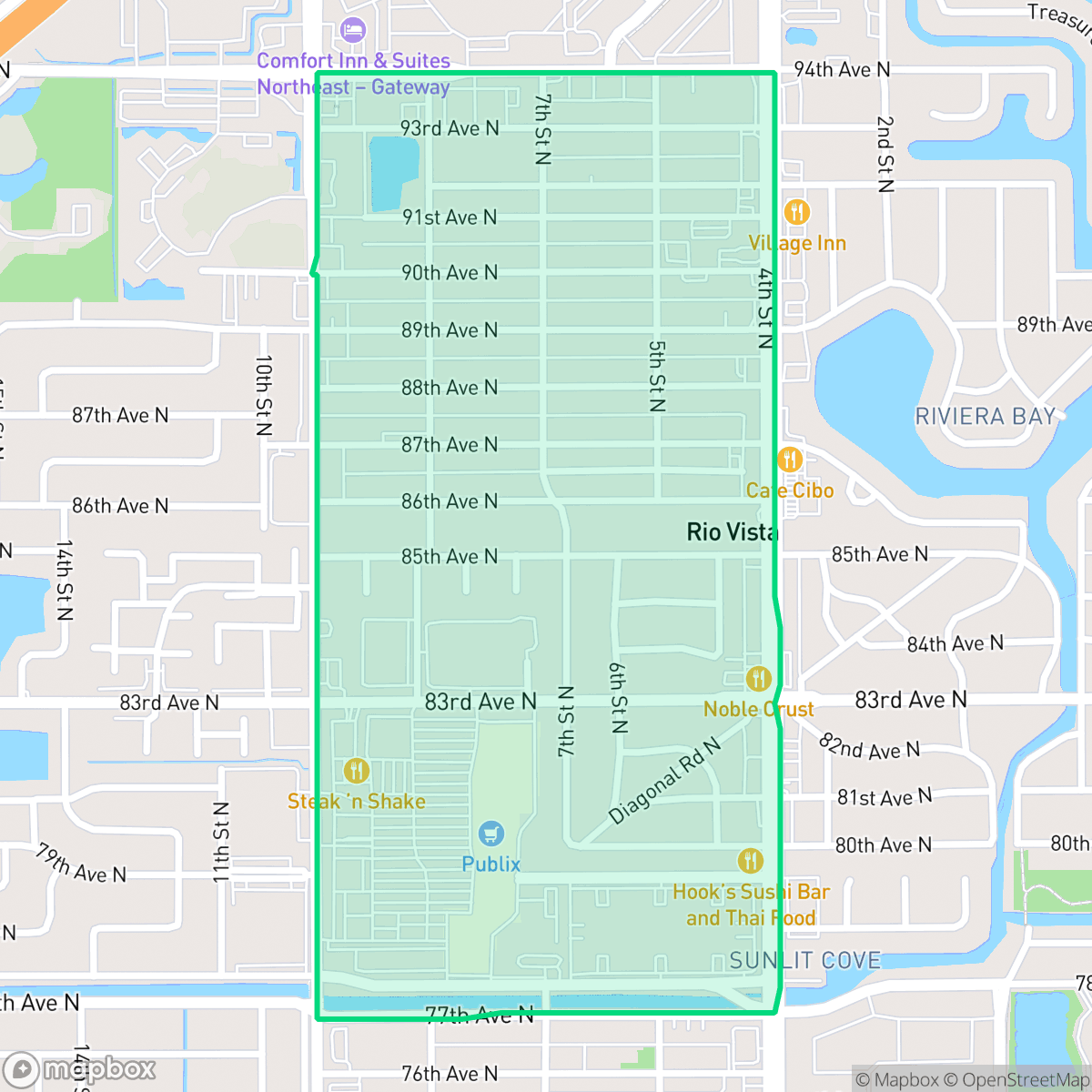 Map showing the location of Gateway, St. Petersburg, FL
